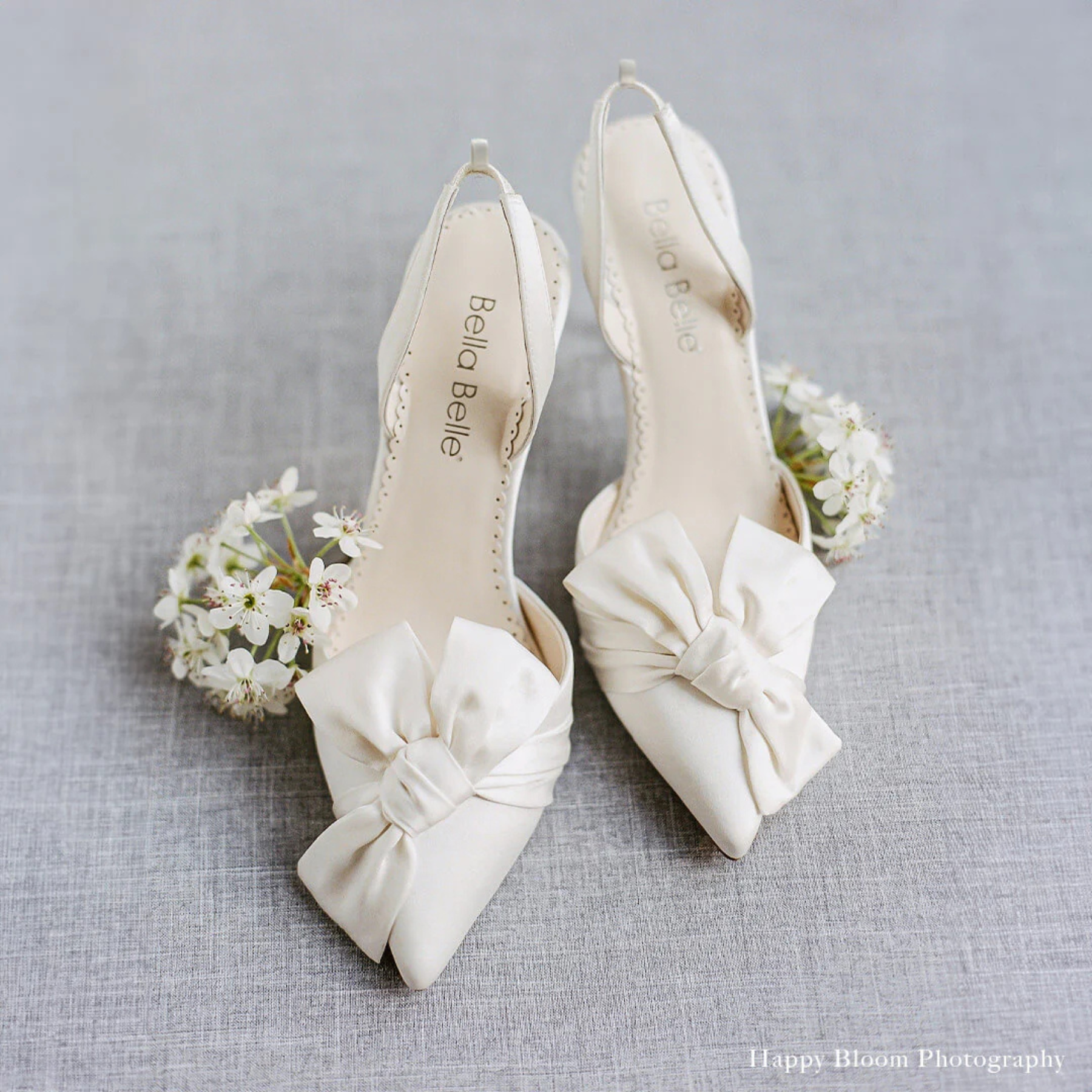 Buy Raven - Slingback Kitten Heels with Bow and Removable Ankle Strap - Ivory online | The White Collection Australia