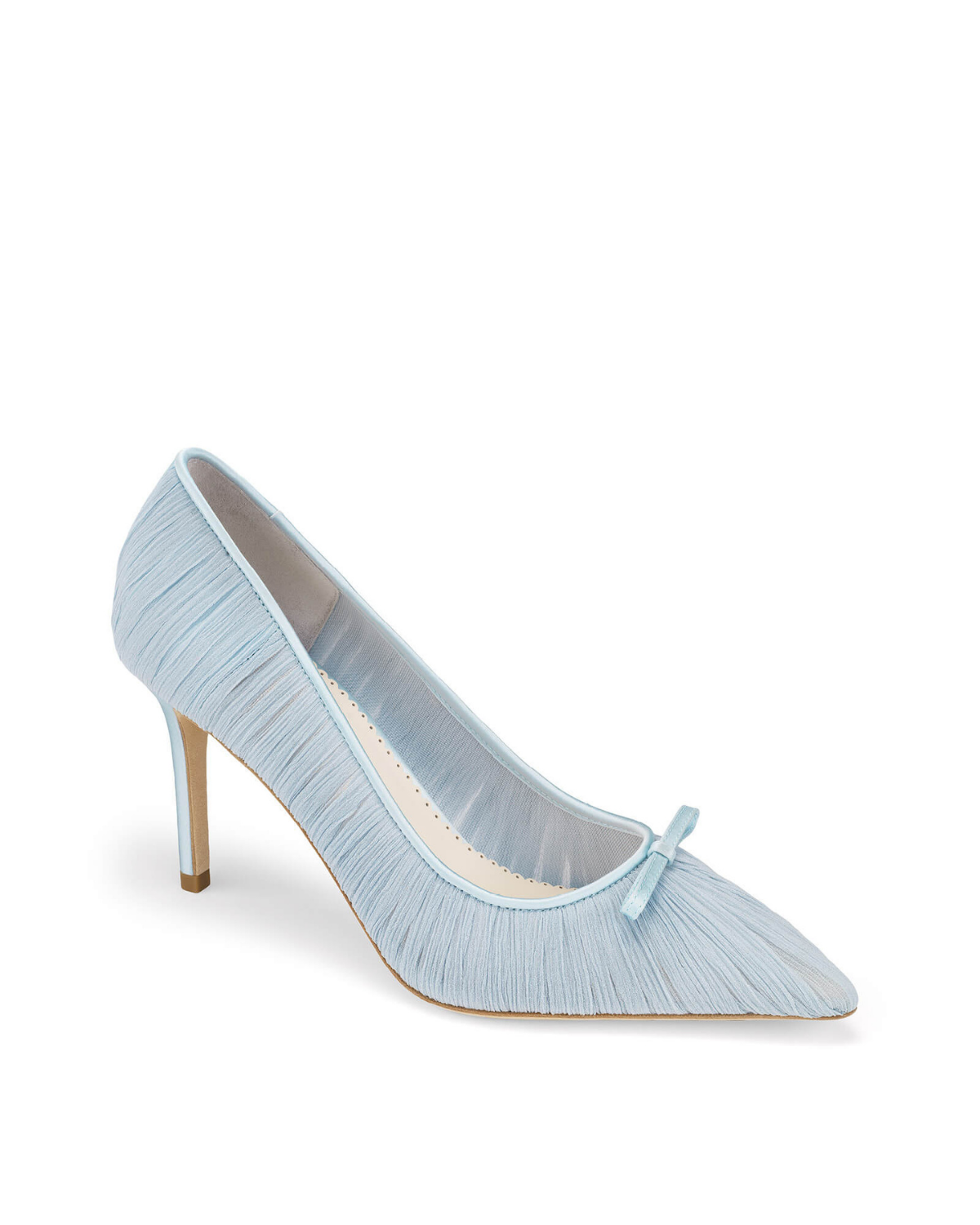 Amelie - Pleated Silk Crepe Something Blue Wedding Shoes - Blue