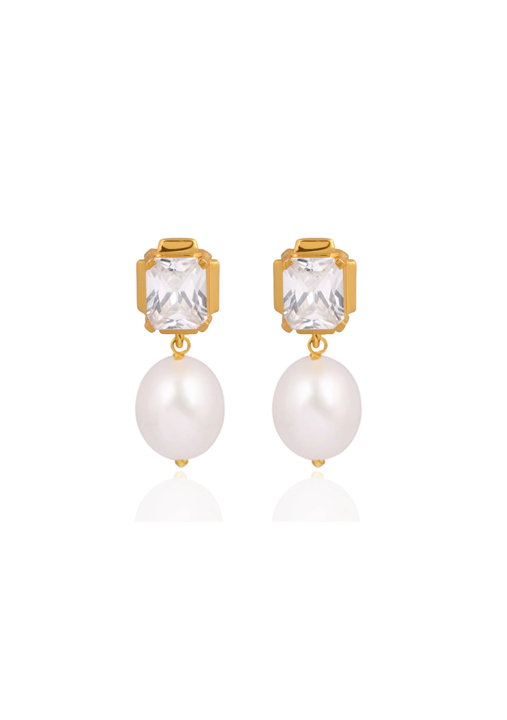 Buy Lola Knight - Adella - Crystal And Pearl Drop Bridal Earrings - Gold online | The White Collection Australia