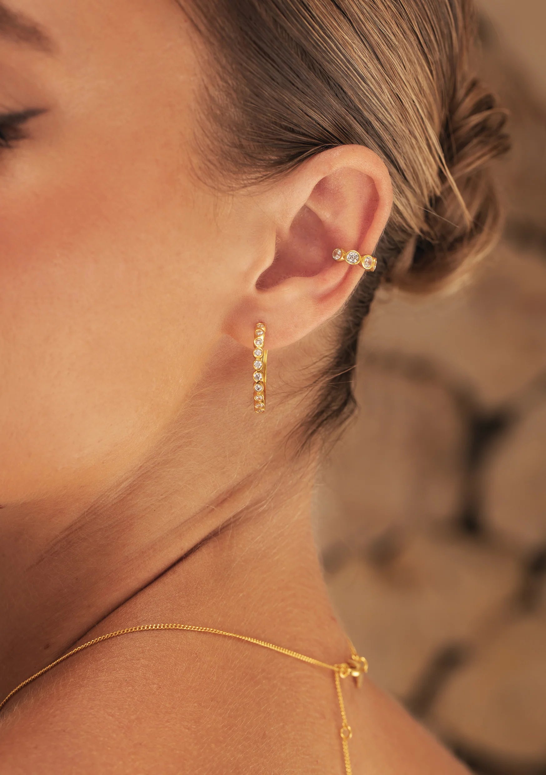 Lola Knight - Alba - Cubic Zirconia Hoop Earrings - 18K Gold