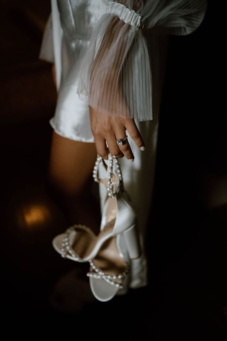 Alexene - White Pearl Low Block Bridal Heel