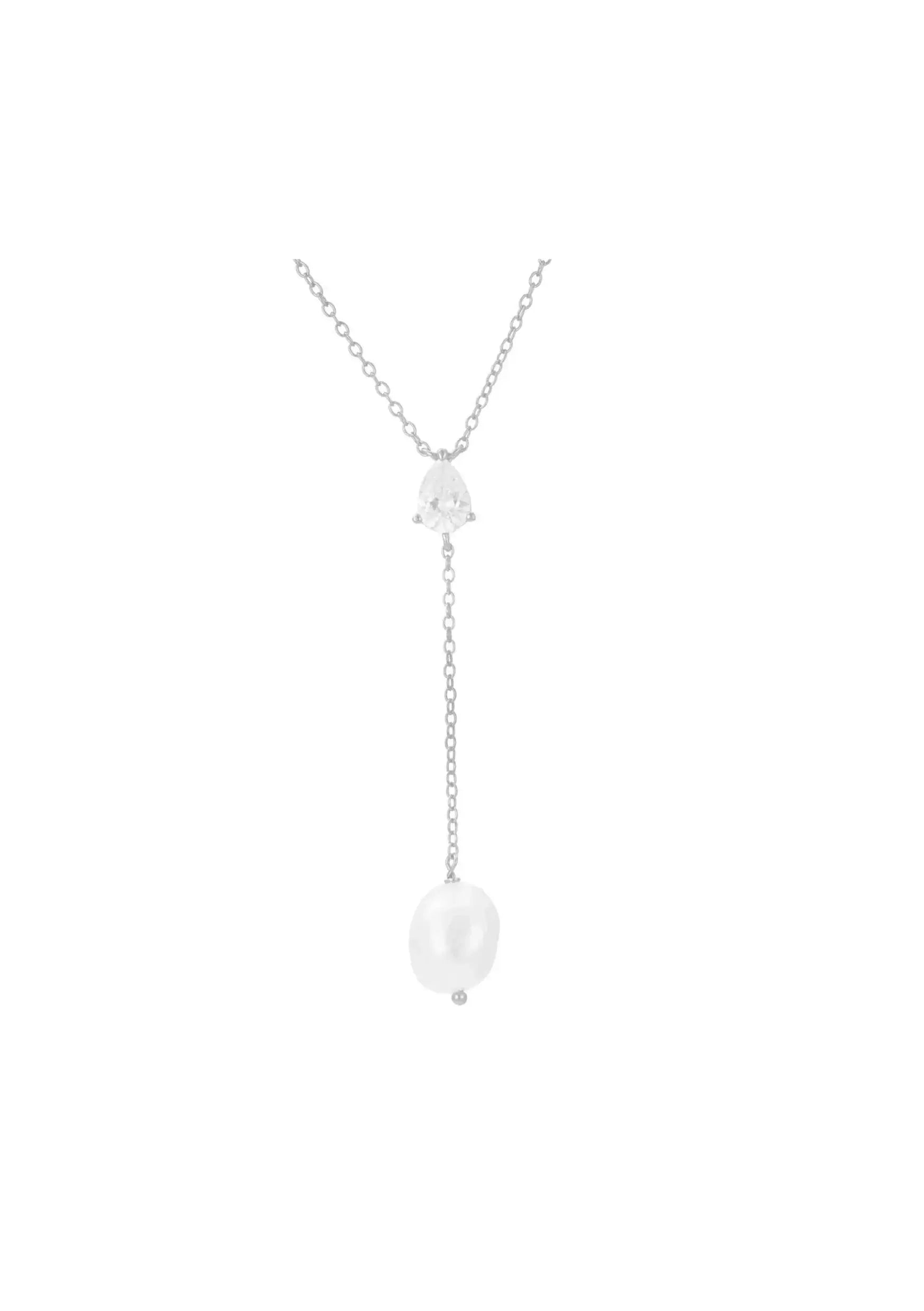 Buy Lola Knight - Andi Crystal Pearl Necklace - Silver online | The White Collection Australia