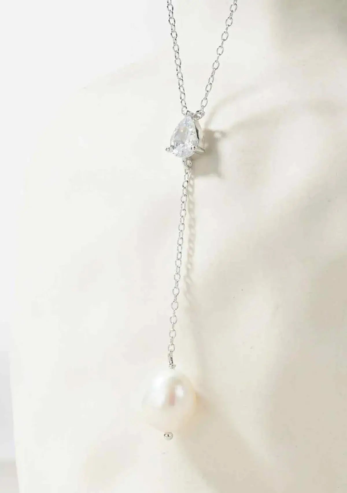 Buy Lola Knight - Andi Crystal Pearl Necklace - Silver online | The White Collection Australia