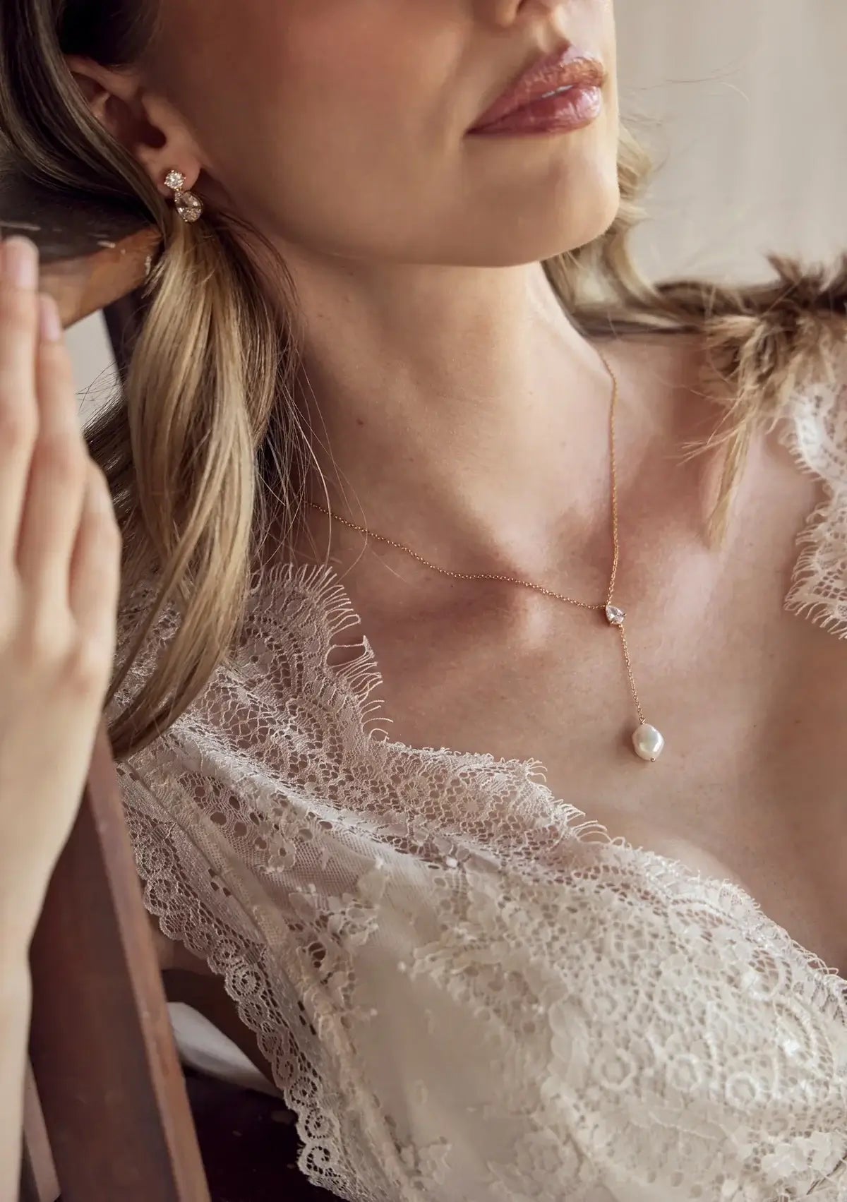 Buy Lola Knight - Andi Crystal Pearl Necklace - 18K Gold online | The White Collection Australia