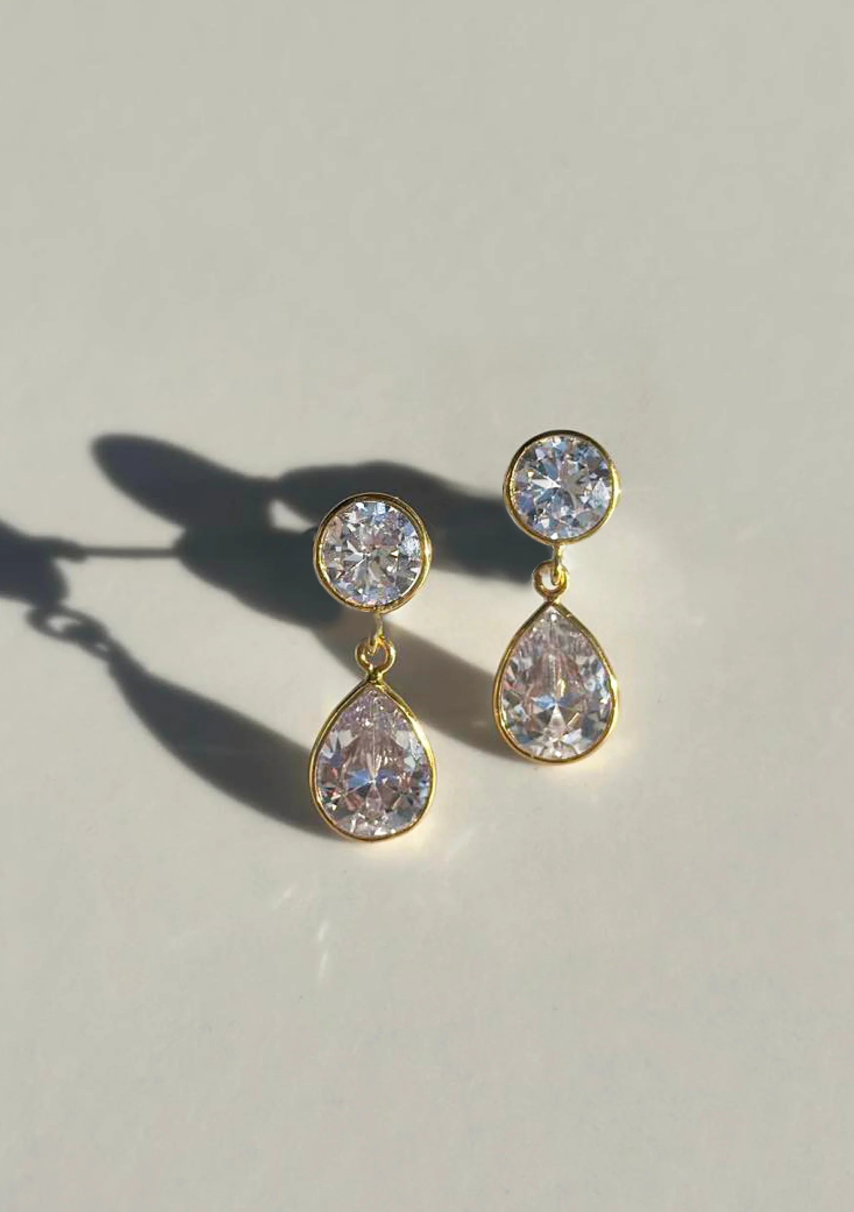 Lola Knight - Athena - Crystal Drop Bridal Earrings - Gold