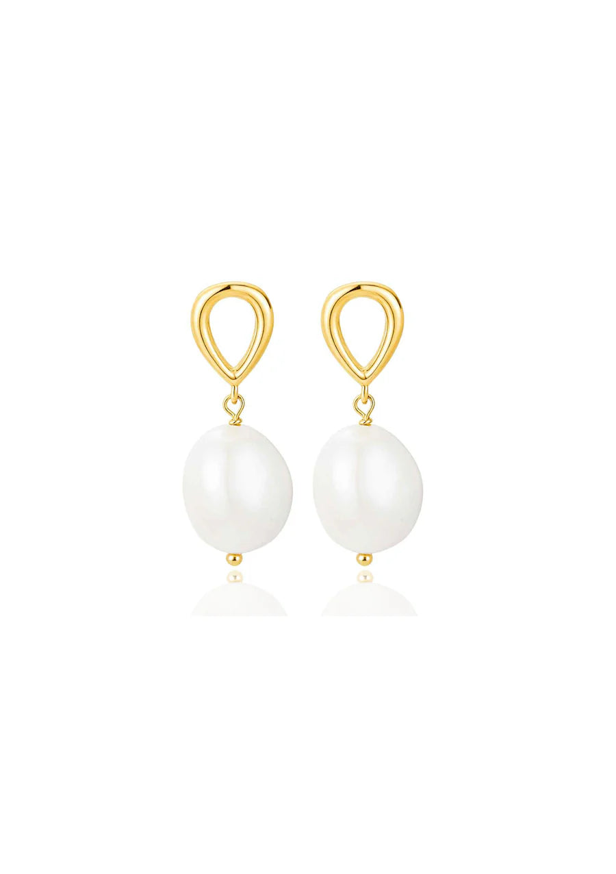Lola Knight - Athena - Pearl Drop Bridal Earrings - 18K Gold