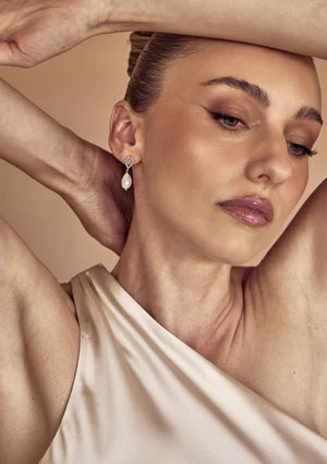 Lola Knight - Athena - Pearl Drop Bridal Earrings - Silver