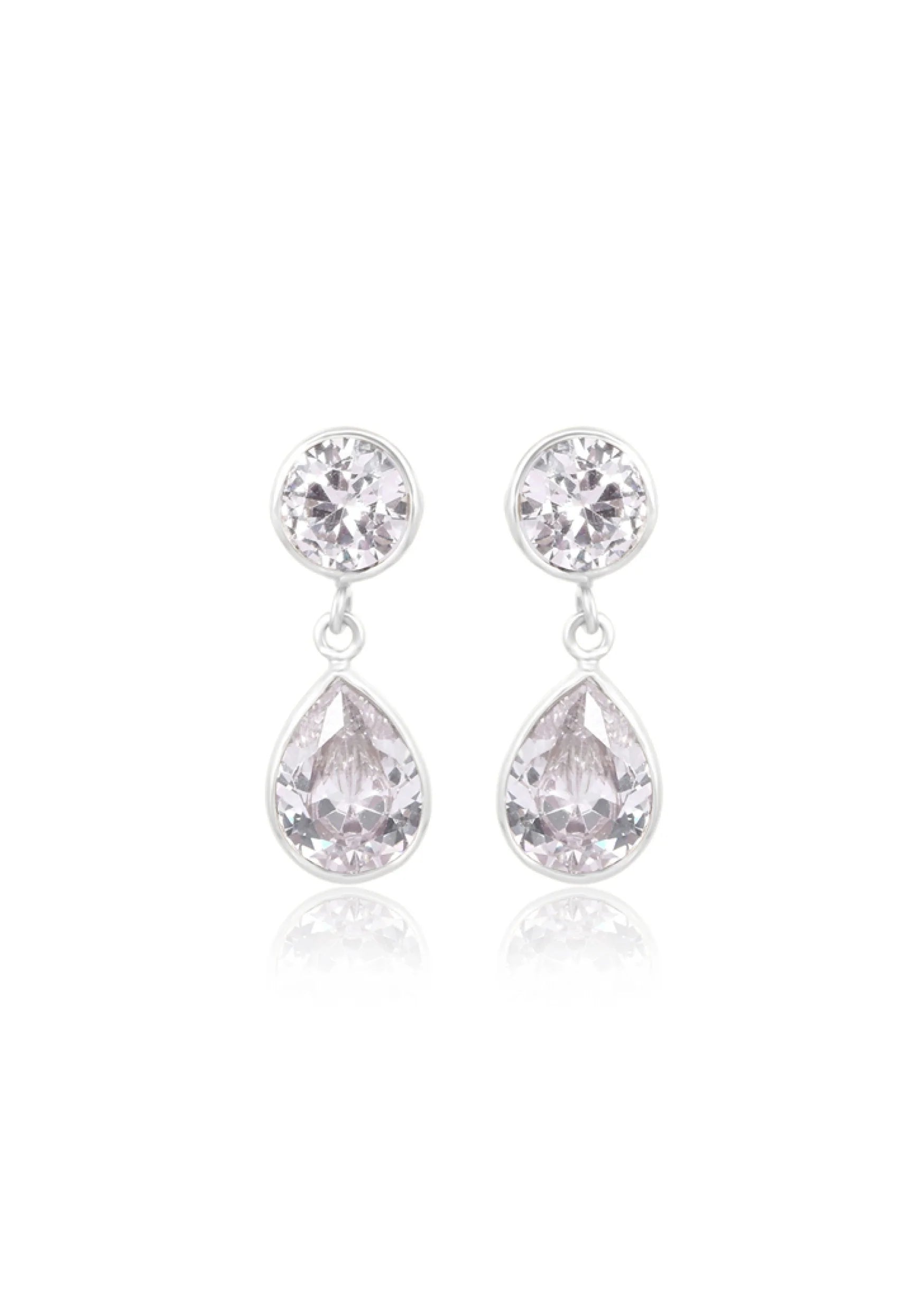Lola Knight - Athena - Crystal Bridal Drop Earrings - Silver