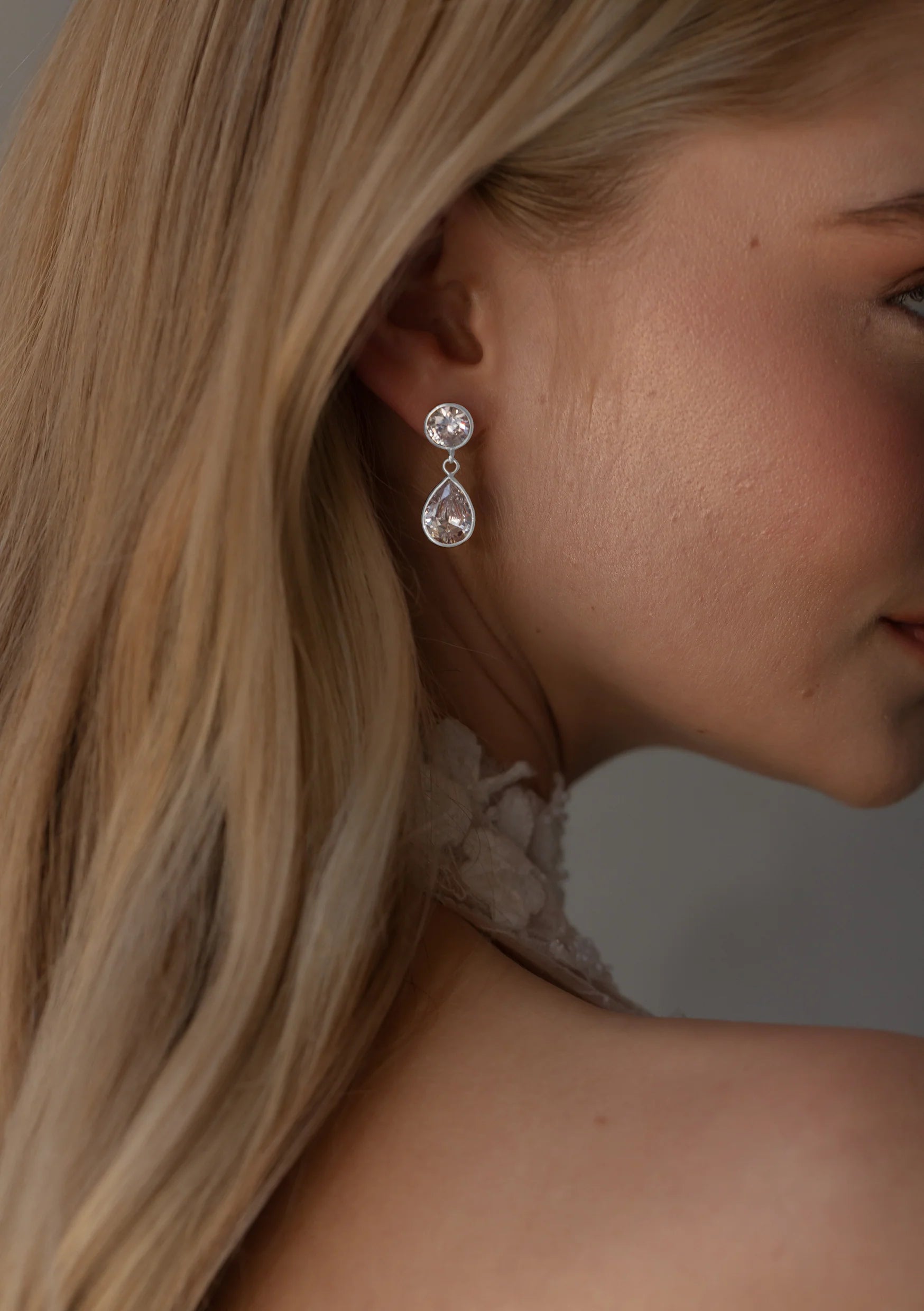 Buy Lola Knight - Athena - Crystal Bridal Drop Earrings - Silver online | The White Collection Australia