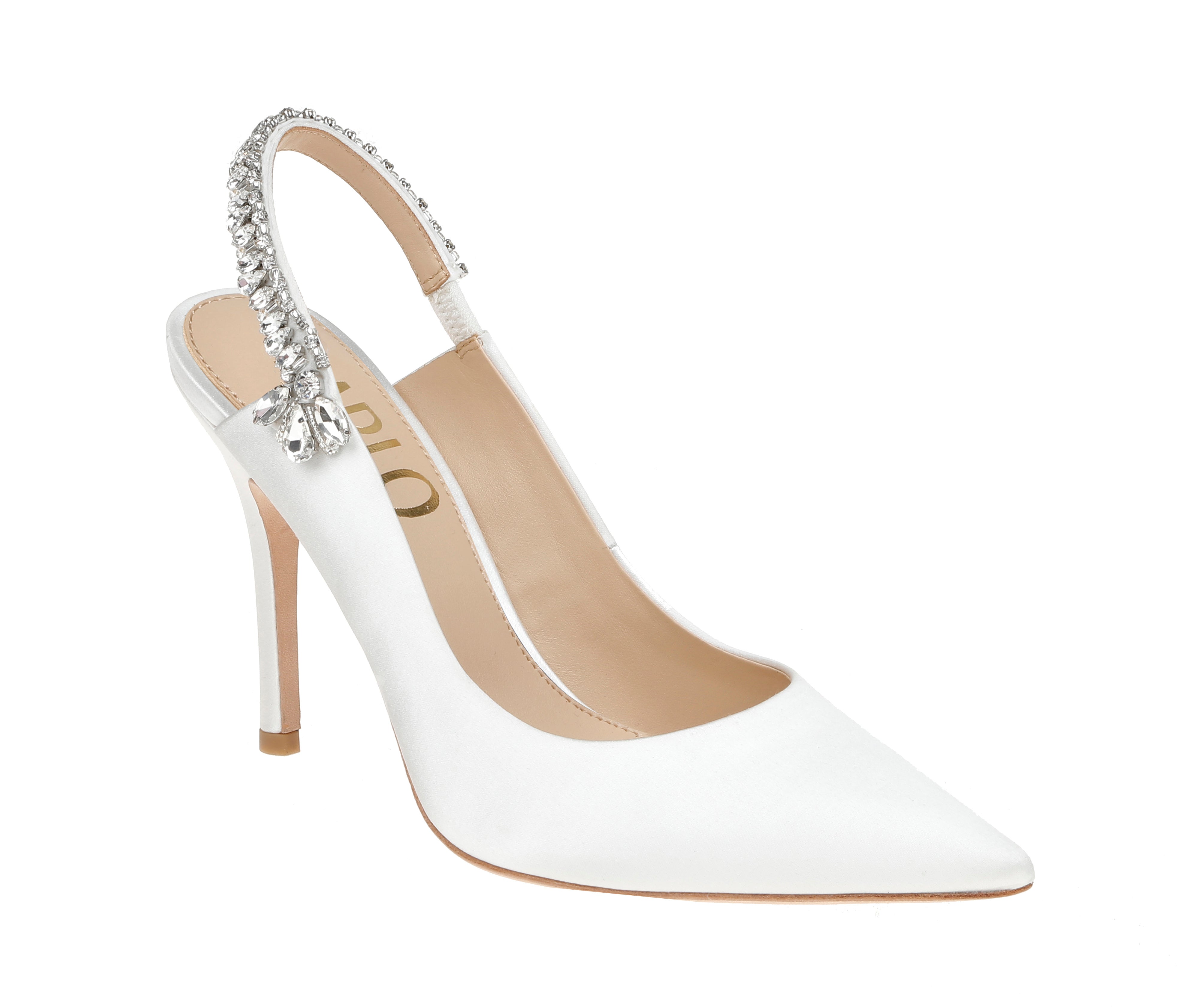 Bonnie - White Crystal Embellished Sling Back Evening Pump