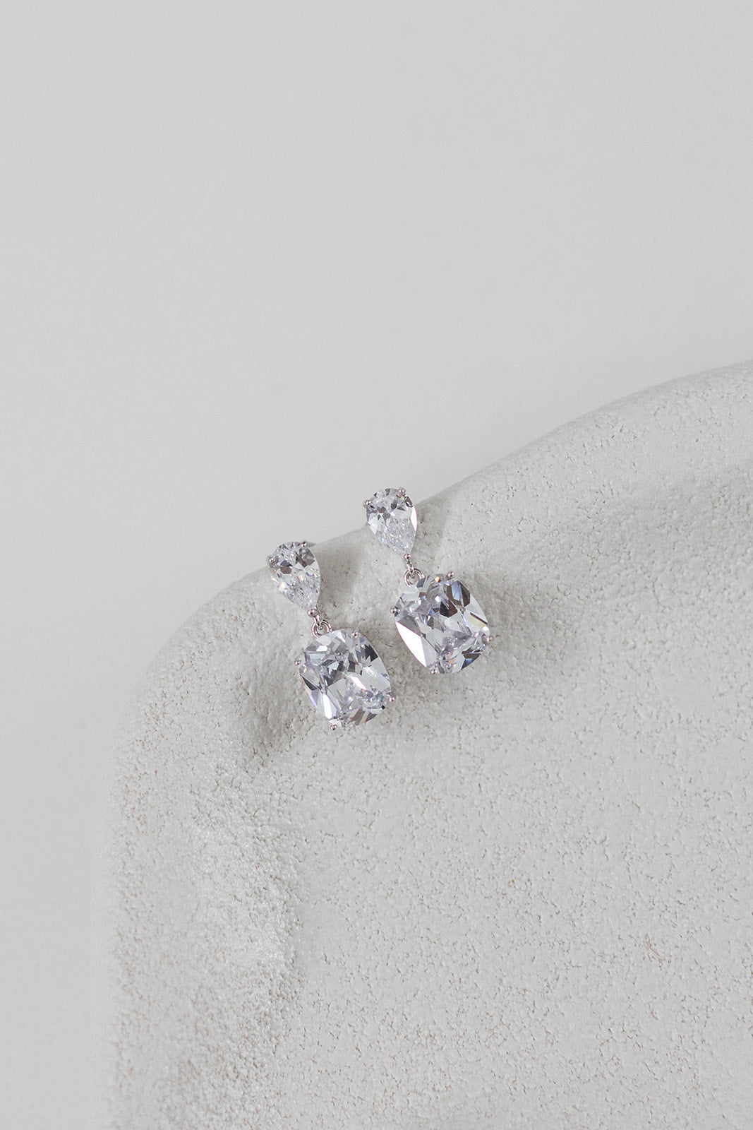 Buy Belle - Classic Pear & Cushion Cut Crystal Drop Bridal Earrings online | The White Collection Australia