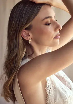 Buy Lola Knight - Blanca - Pearl Drop Bridal Earrings - 18K Gold online | The White Collection Australia