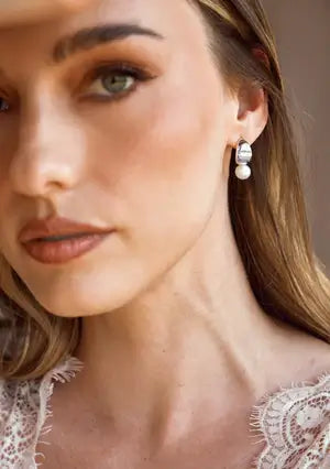Buy Lola Knight - Blanca - Pearl Drop Bridal Earrings - Silver online | The White Collection Australia
