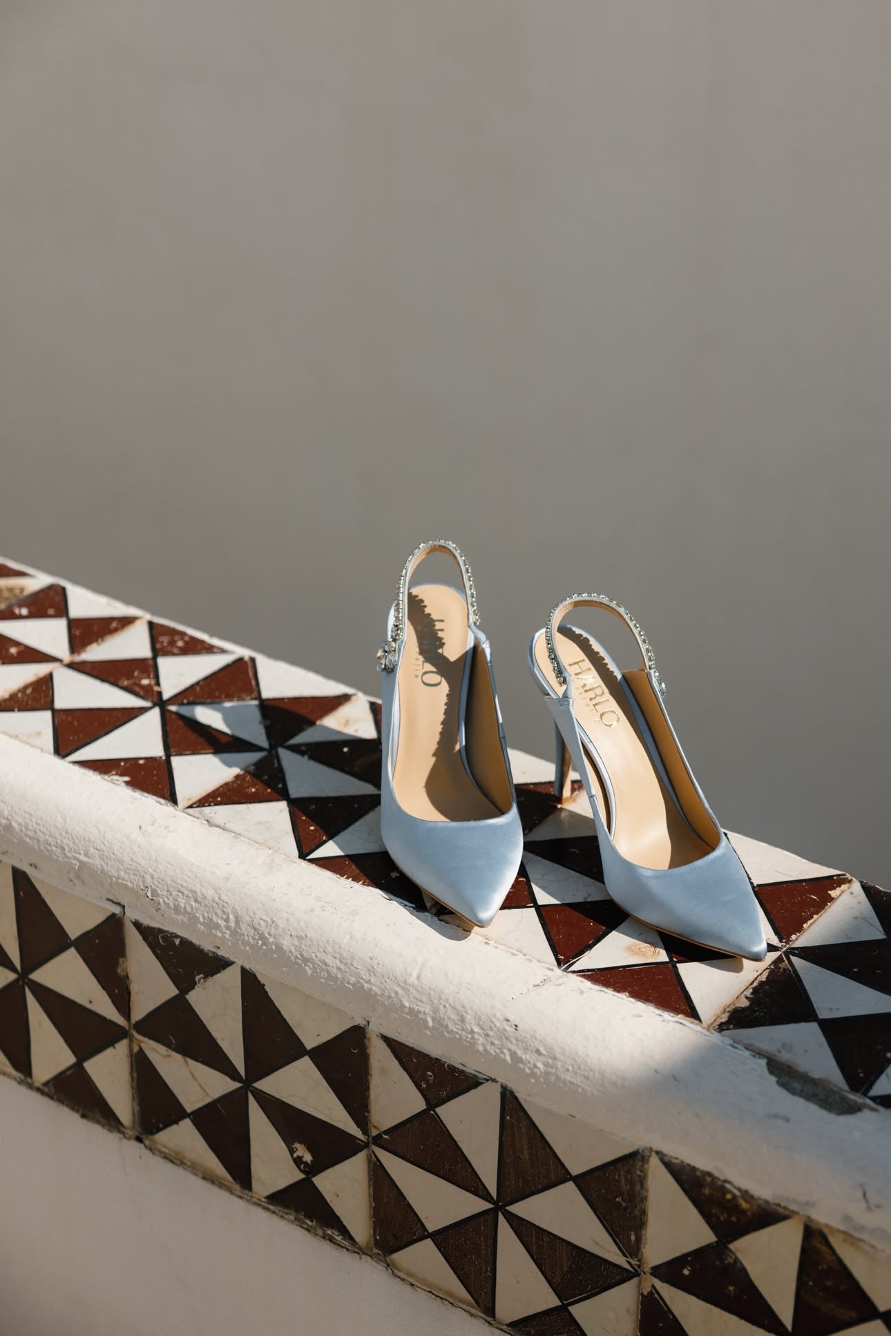 Bonnie Azure - Blue Crystal Embellished Sling Back Bridal Pump