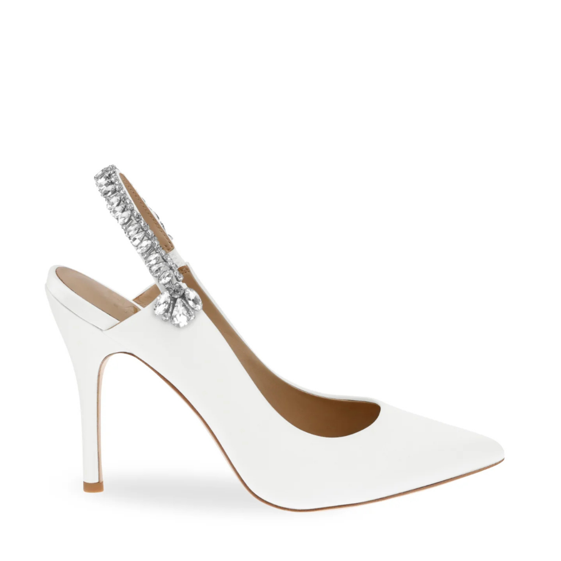 Bonnie - White Crystal Embellished Sling Back Evening Pump