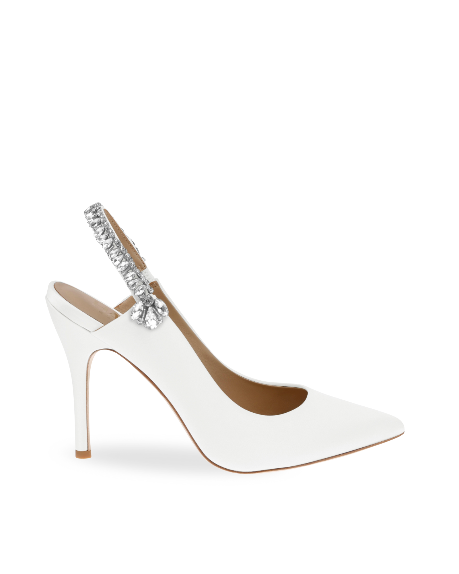 Bonnie - White Crystal Embellished Sling Back Evening Pump