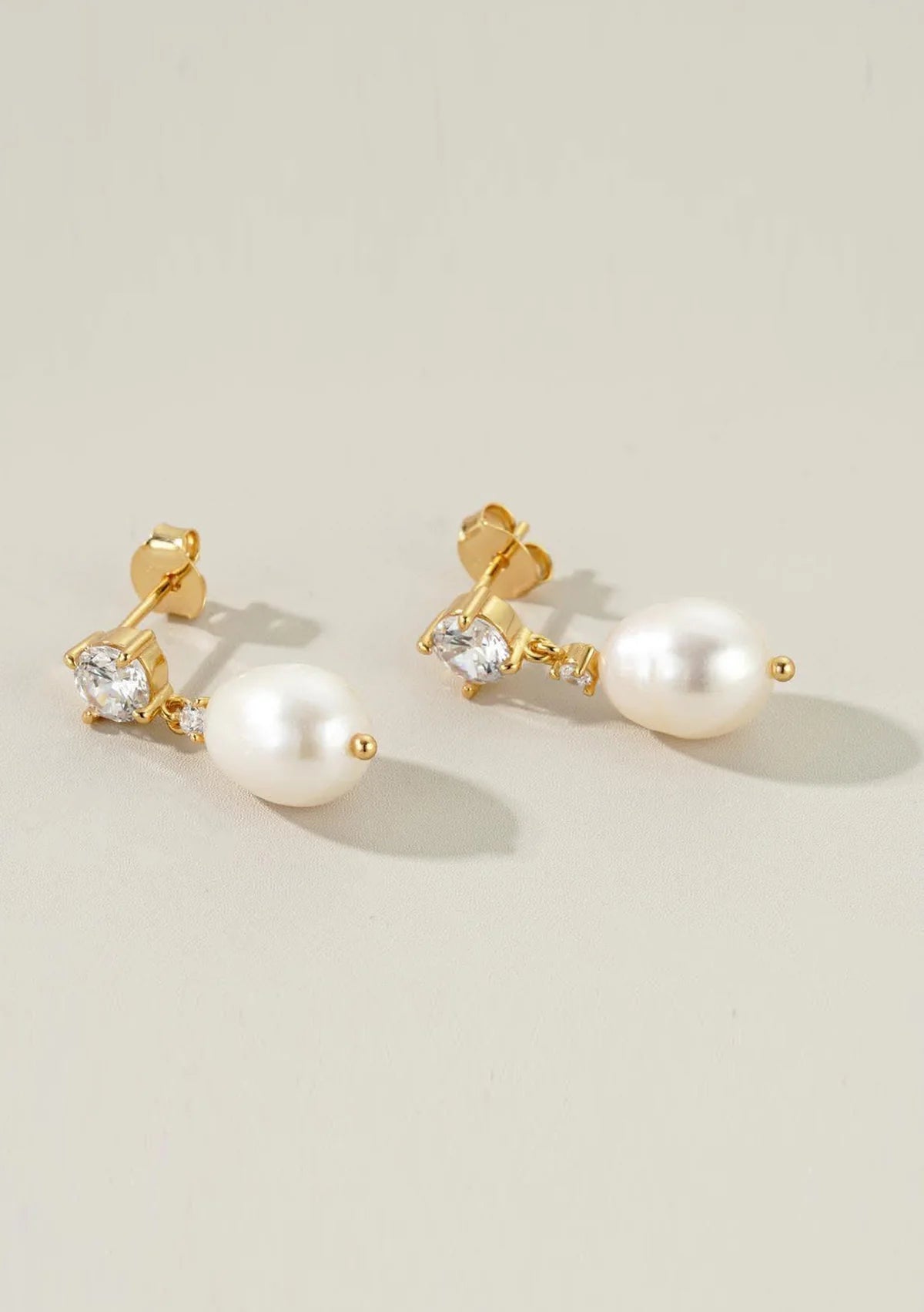 Lola Knight - Brooklyn - Crystal & Pearl Drop Bridal Earrings - 18K Gold