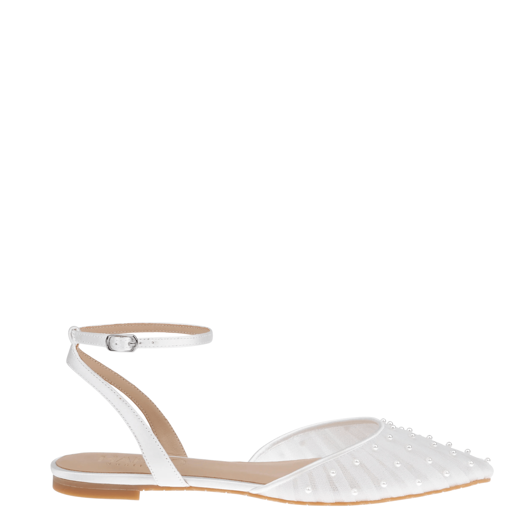 Buy Chanel Pearl - White Tulle Flats with Handsewn Pearls online | The White Collection Australia