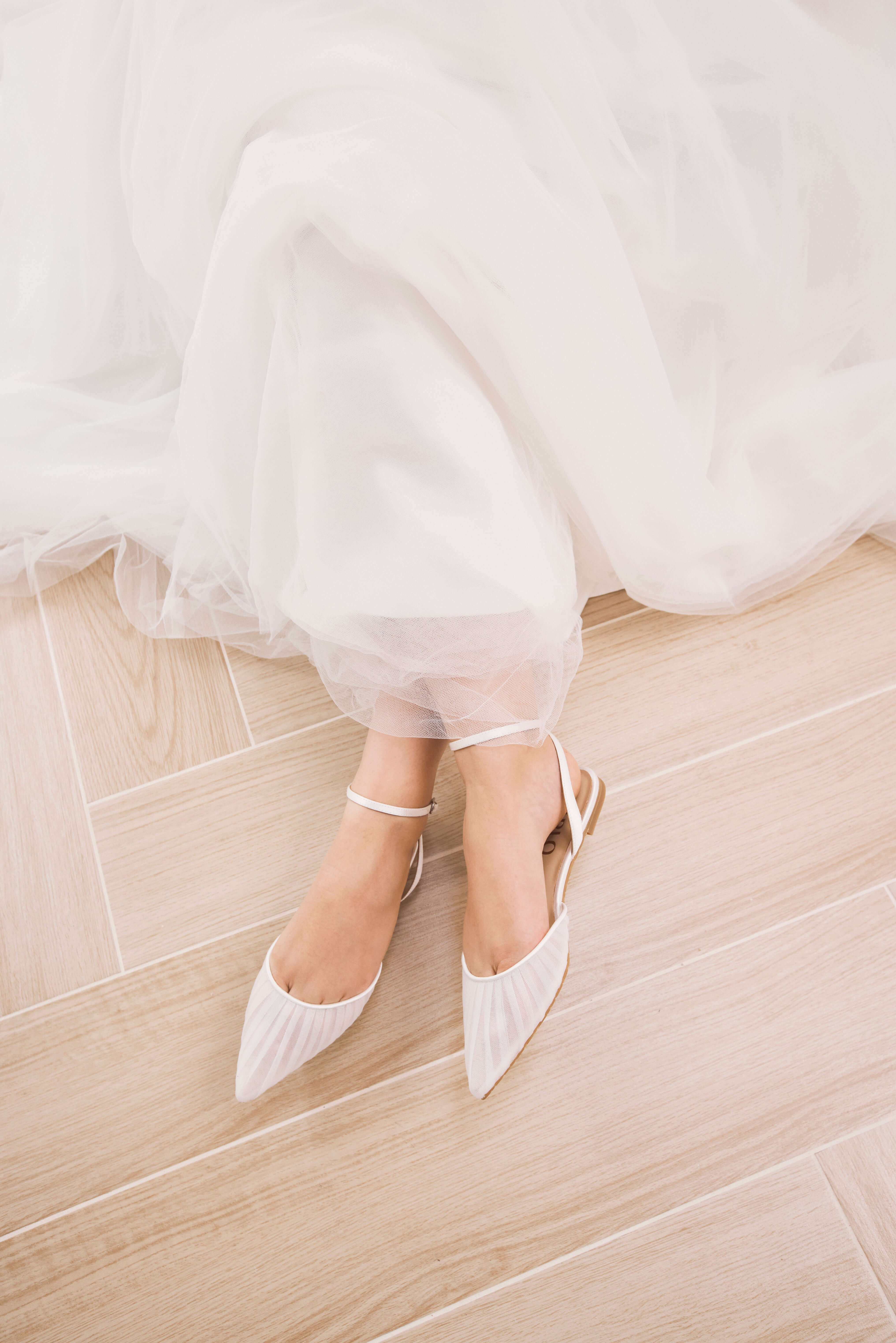 Buy Chanel Tulle - White Tulle Flats online | The White Collection Australia