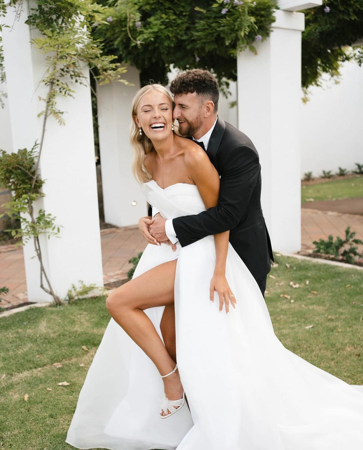 Tess - Peep Toe Block Heel With Tulle Bow - White