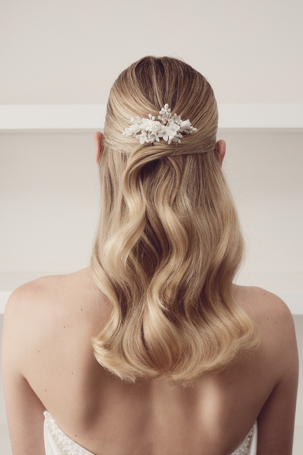 Buy Cora - Porcelain Floral & Pearl Bridal Hair Comb online | The White Collection Australia