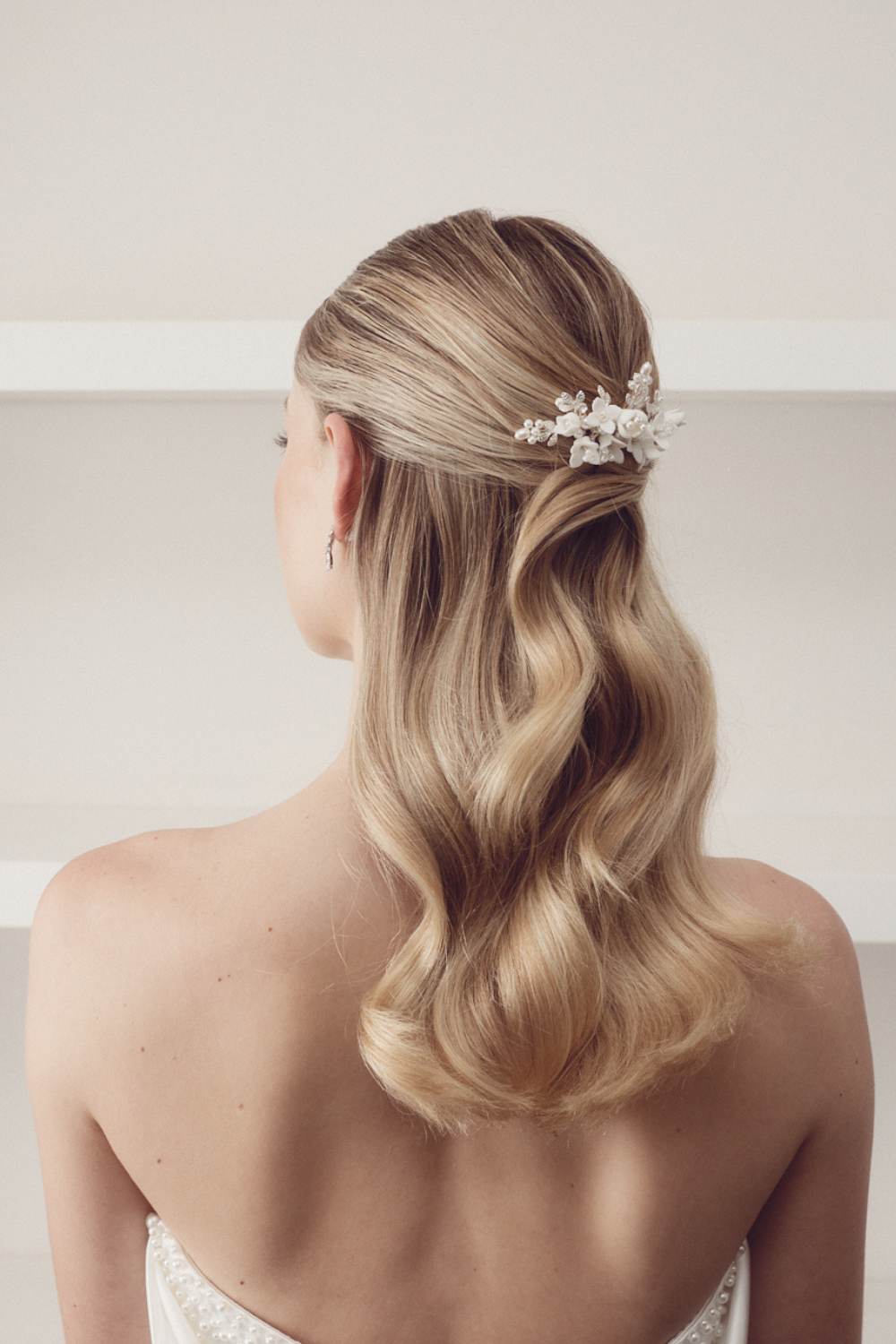Buy Cora - Porcelain Floral & Pearl Bridal Hair Comb online | The White Collection Australia