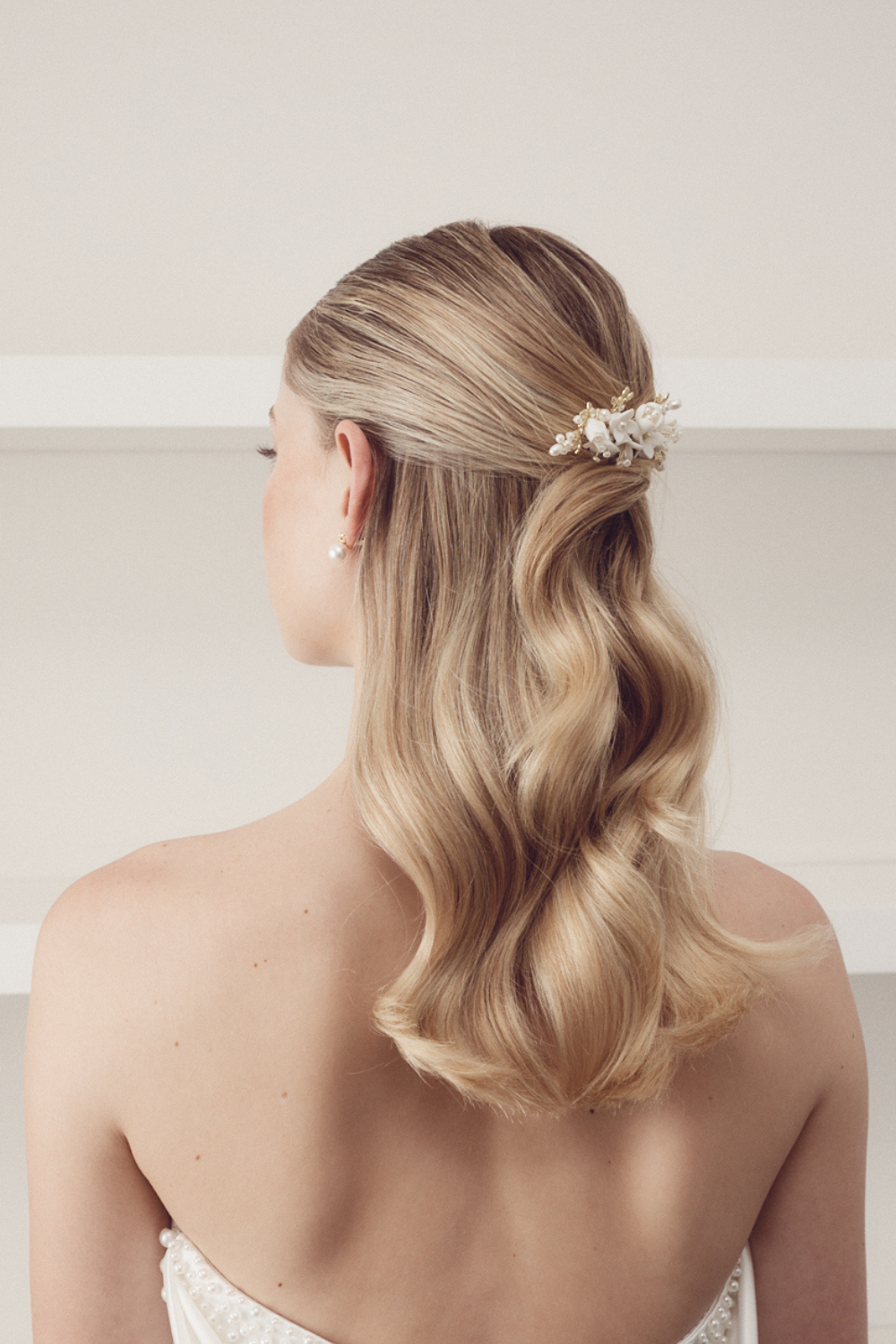 Buy Cora - Porcelain Floral & Pearl Bridal Hair Comb online | The White Collection Australia