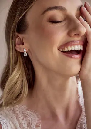 Buy Lola Knight - Carmen - Crystal Bridal Drop Earrings - Silver online | The White Collection Australia