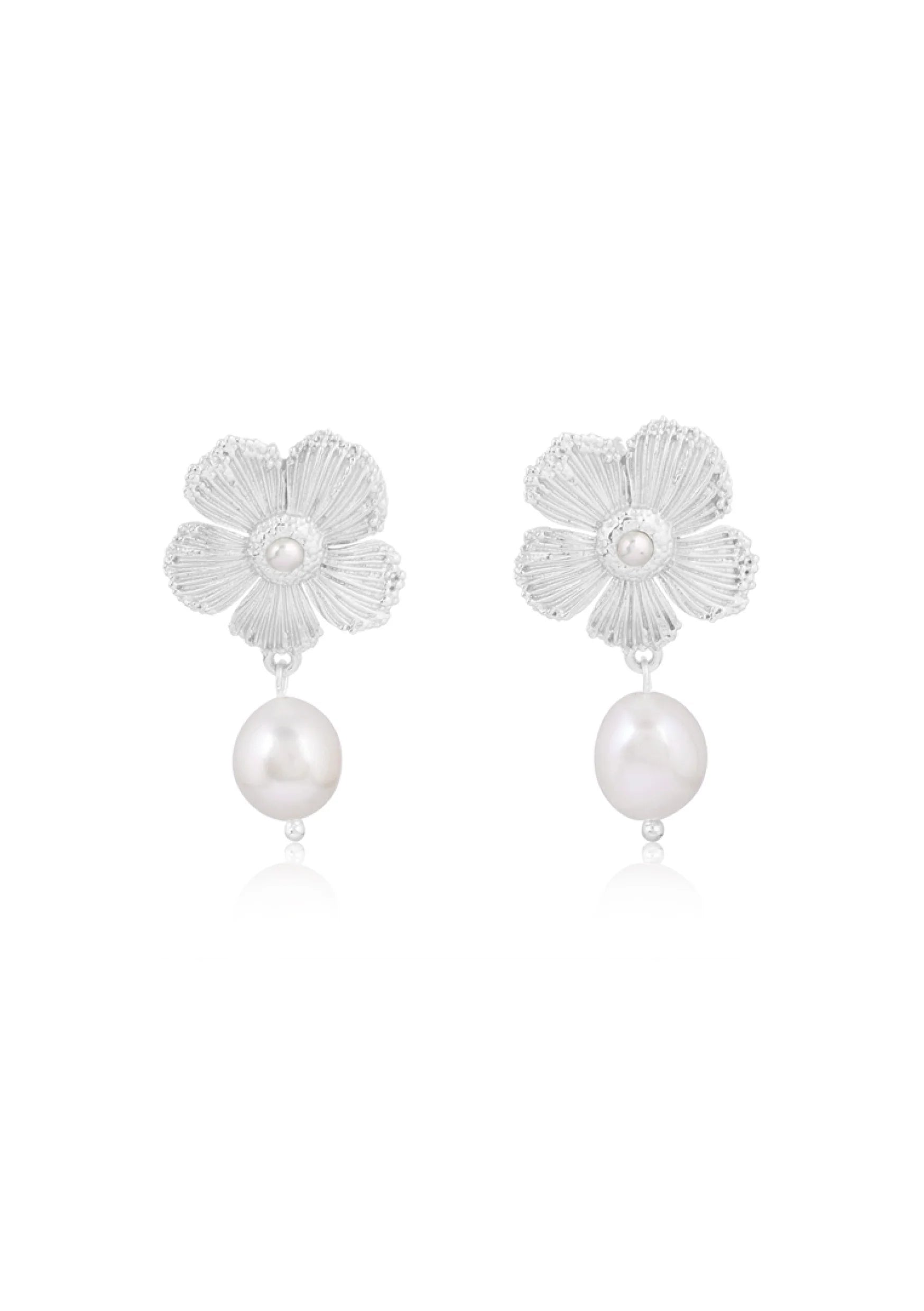 Buy Lola Knight - Cecilia - Pearl Bridal Drop Earrings - Silver online | The White Collection Australia