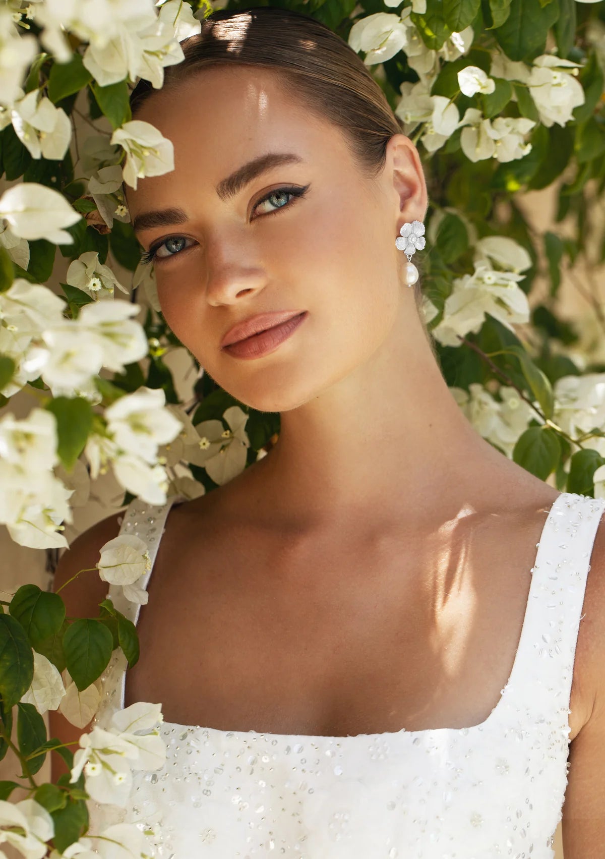 Buy Lola Knight - Cecilia - Pearl Bridal Drop Earrings - Silver online | The White Collection Australia