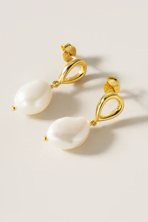 Lola Knight - Athena - Pearl Drop Bridal Earrings - 18K Gold