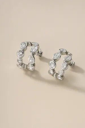 Buy Lola Knight - Sia - Crystal Bridal Hoop Earrings - Silver online | The White Collection Australia