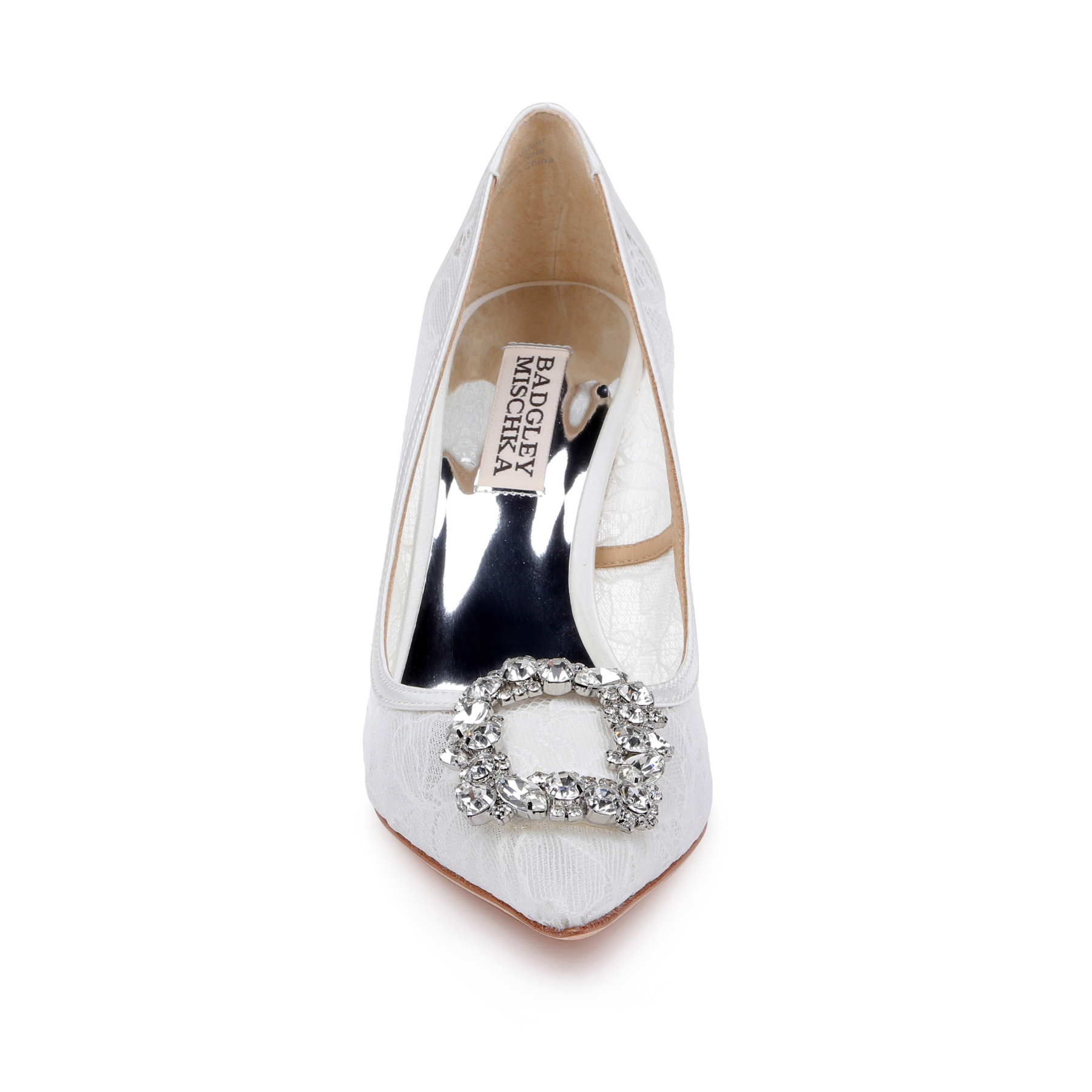 Cher III - Crystal Buckle High Heel Stiletto Pump - White