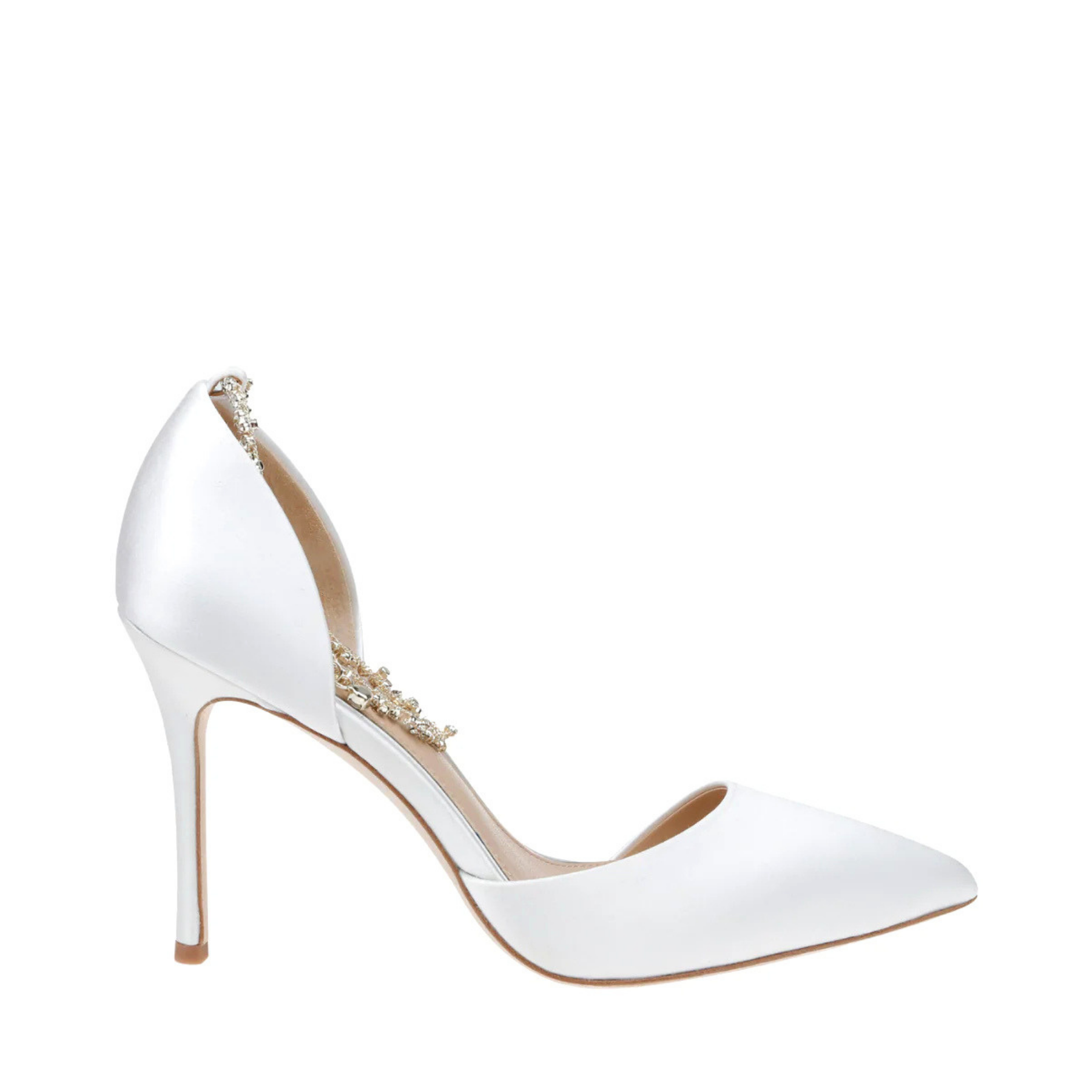 Daniela - Satin Pointed Toe Stiletto With Ankle Bracelet - Soft White