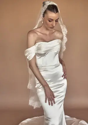 Buy Lola Knight - Daniela - Ivory Mantilla Lace Wedding Veil online | The White Collection Australia