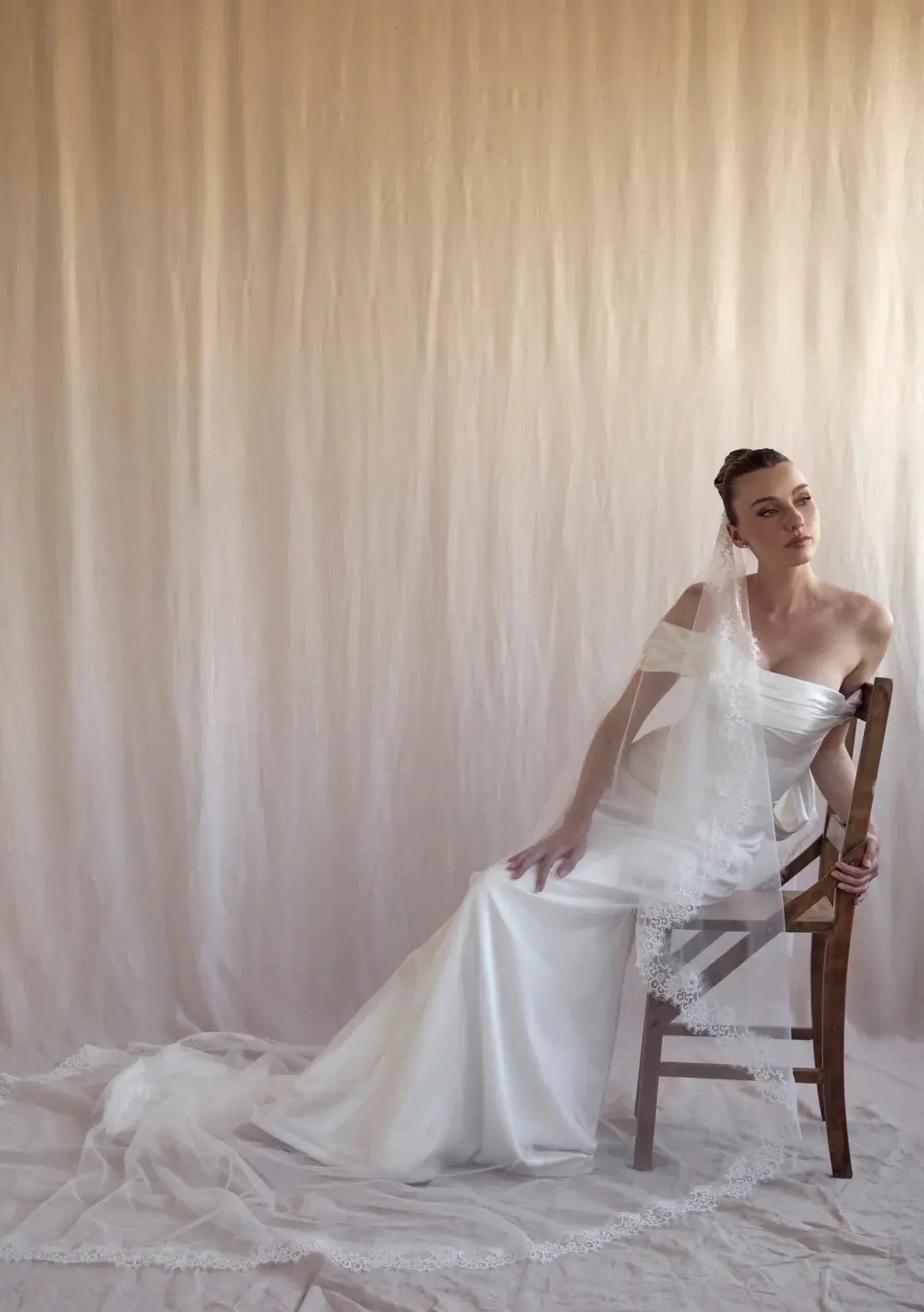 Buy Lola Knight - Daniela - Ivory Mantilla Lace Wedding Veil online | The White Collection Australia