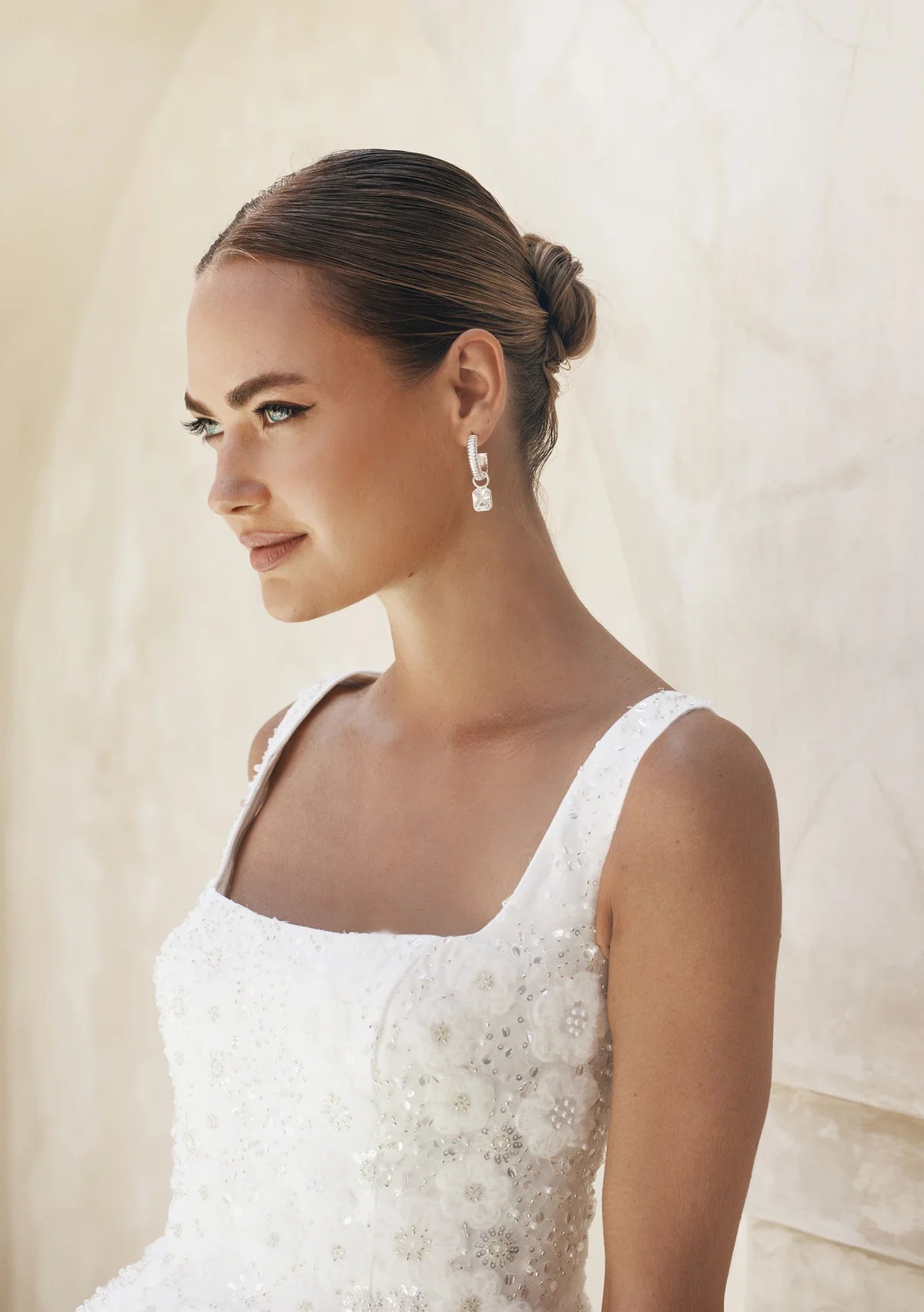 Lola Knight - Dawn - Crystal Charm Bridal Drop Earrings - Silver
