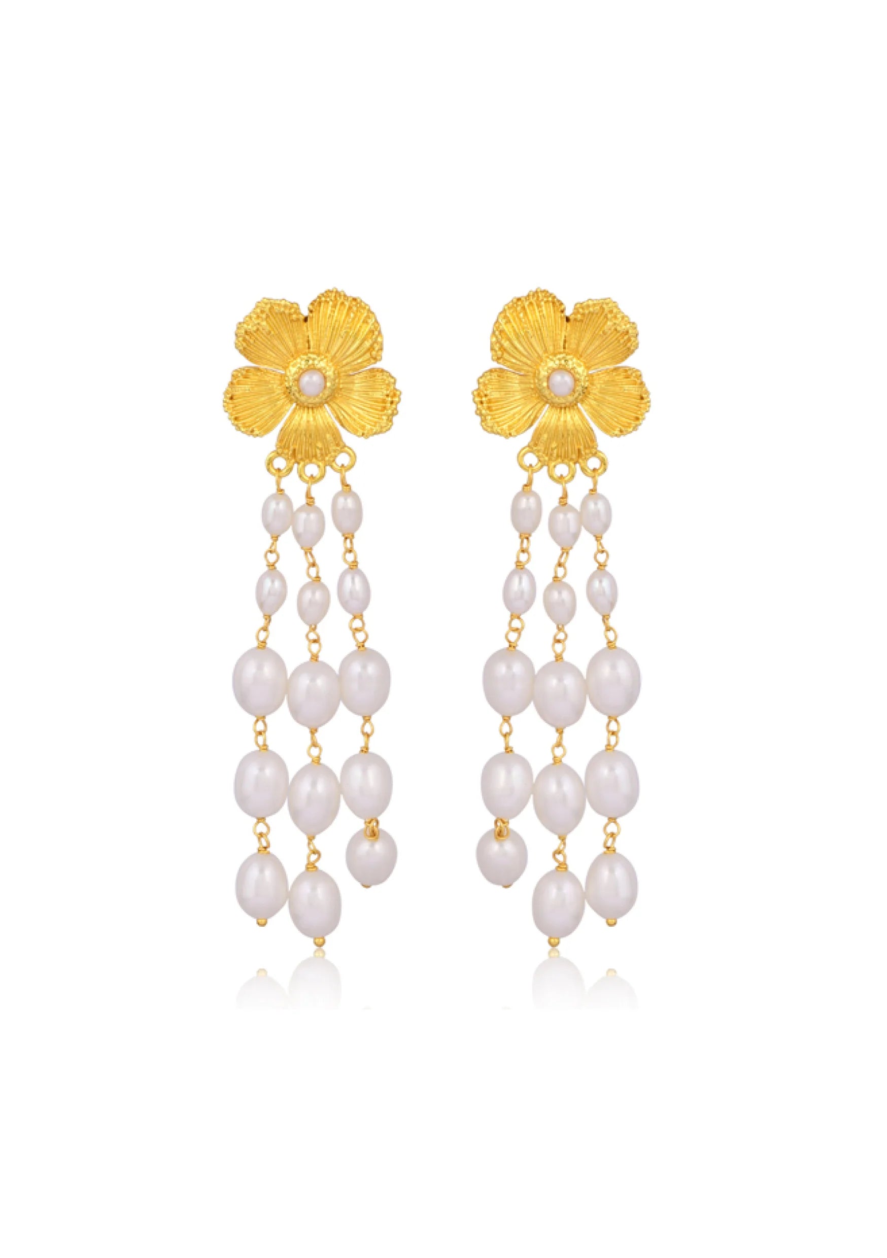 Buy Lola Knight - Delilah - Pearl Drop Bridal Earrings - 18K Gold online | The White Collection Australia