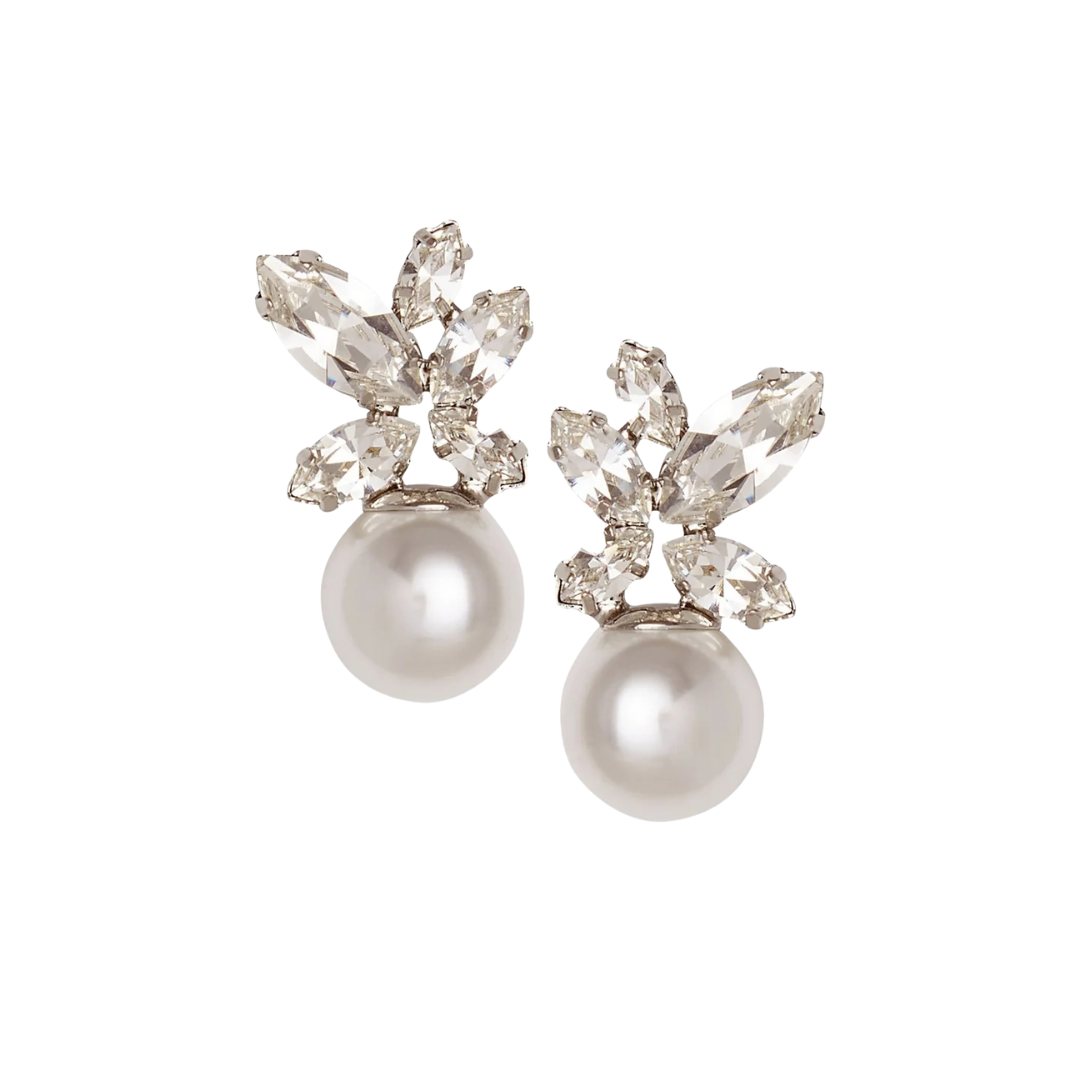 Elizabeth Bower - Burst Duet Crystal and Pearl Earrings - Gold