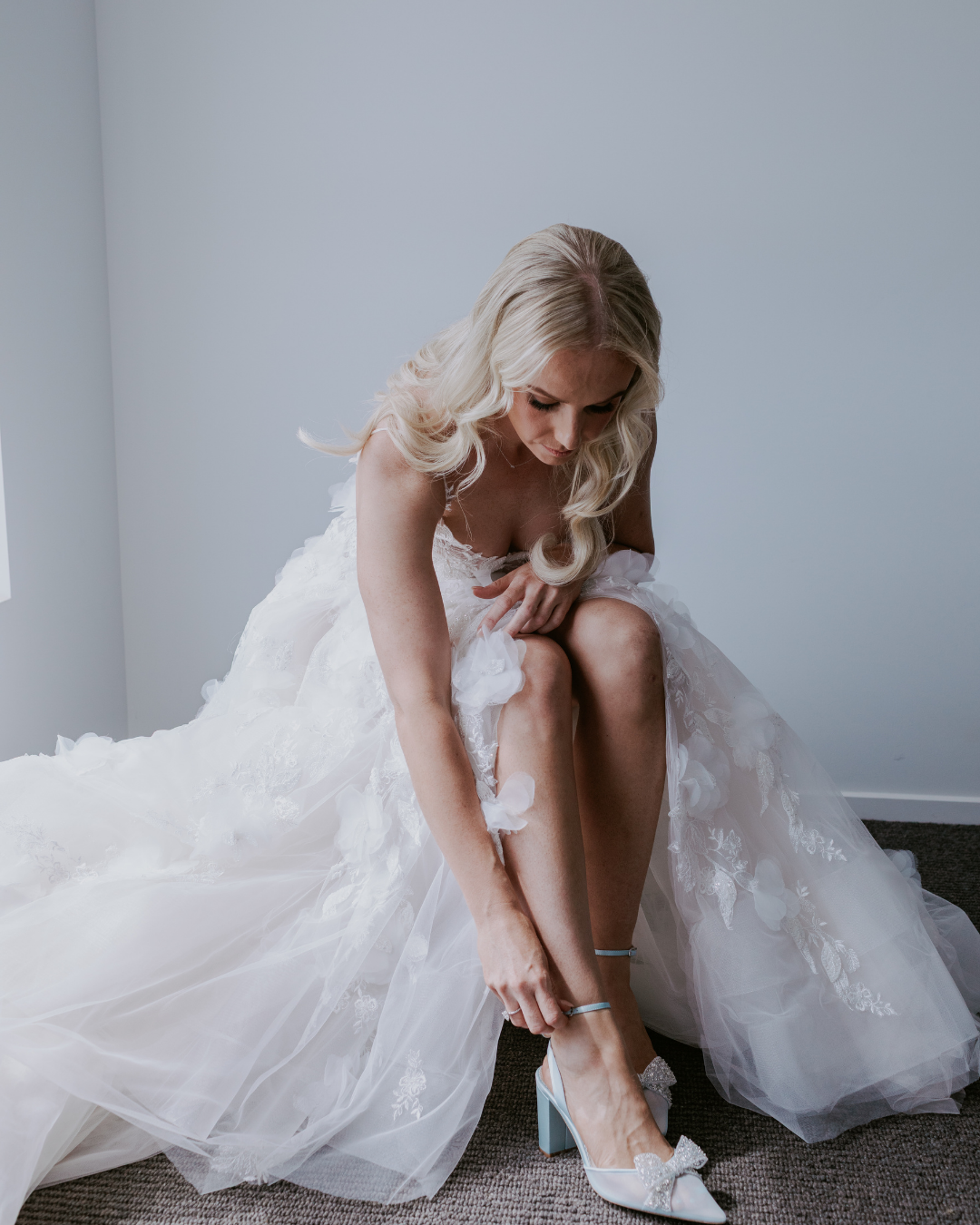 Buy Athena - Blue Crystal Block Heels with Removable Ankle Strap online | The White Collection Australia