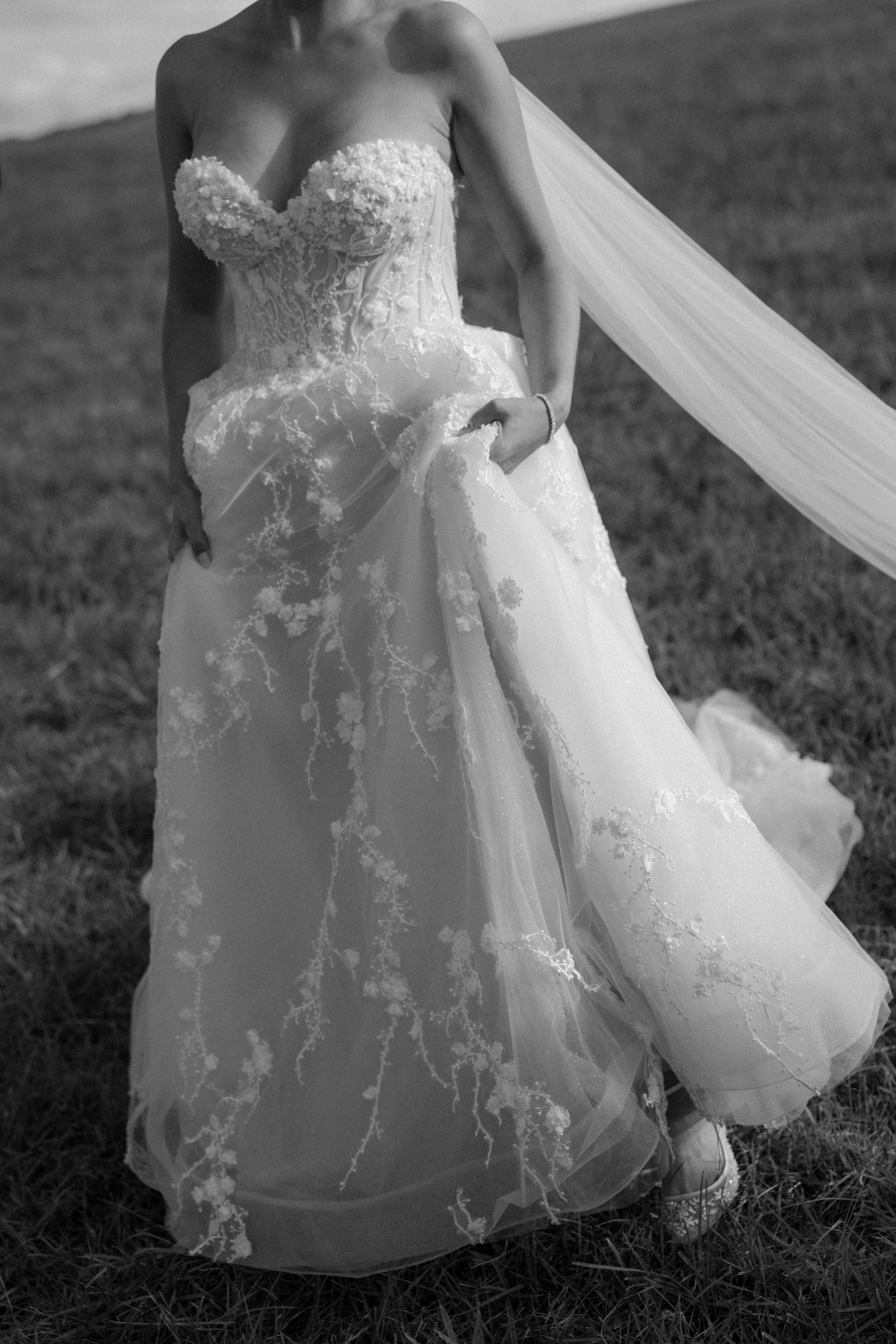 Esther - Floral and Tulle Bow Kitten Heel