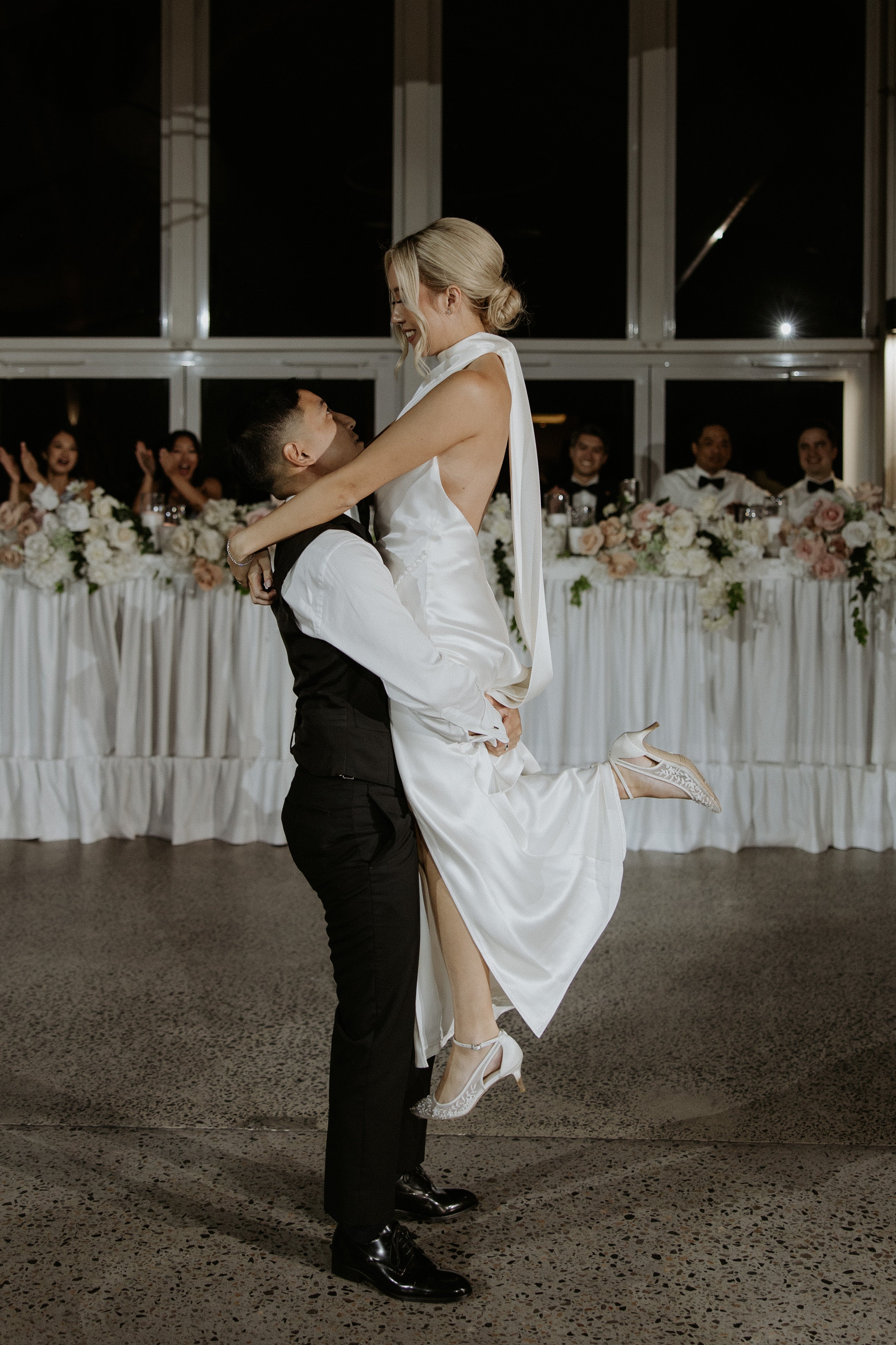 Esther - Floral and Tulle Bow Kitten Heel