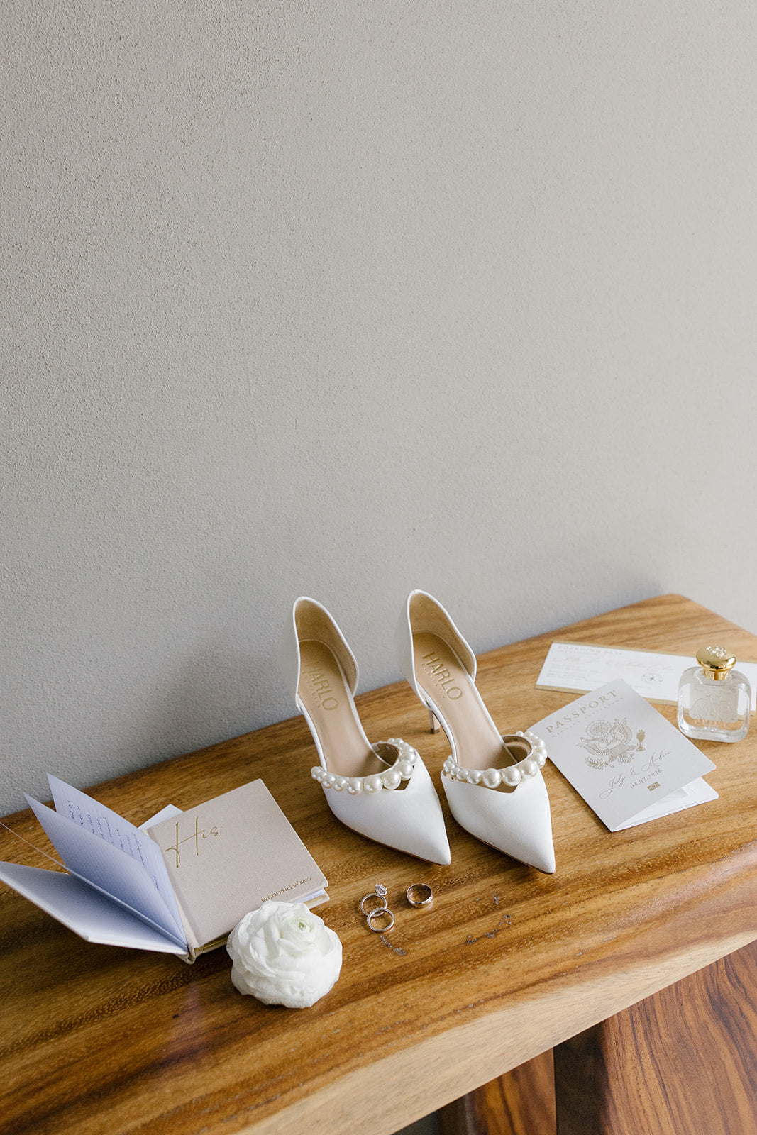 Emma - D'Orsay Pointed Toe High Heels with Pearl Strap - Soft White
