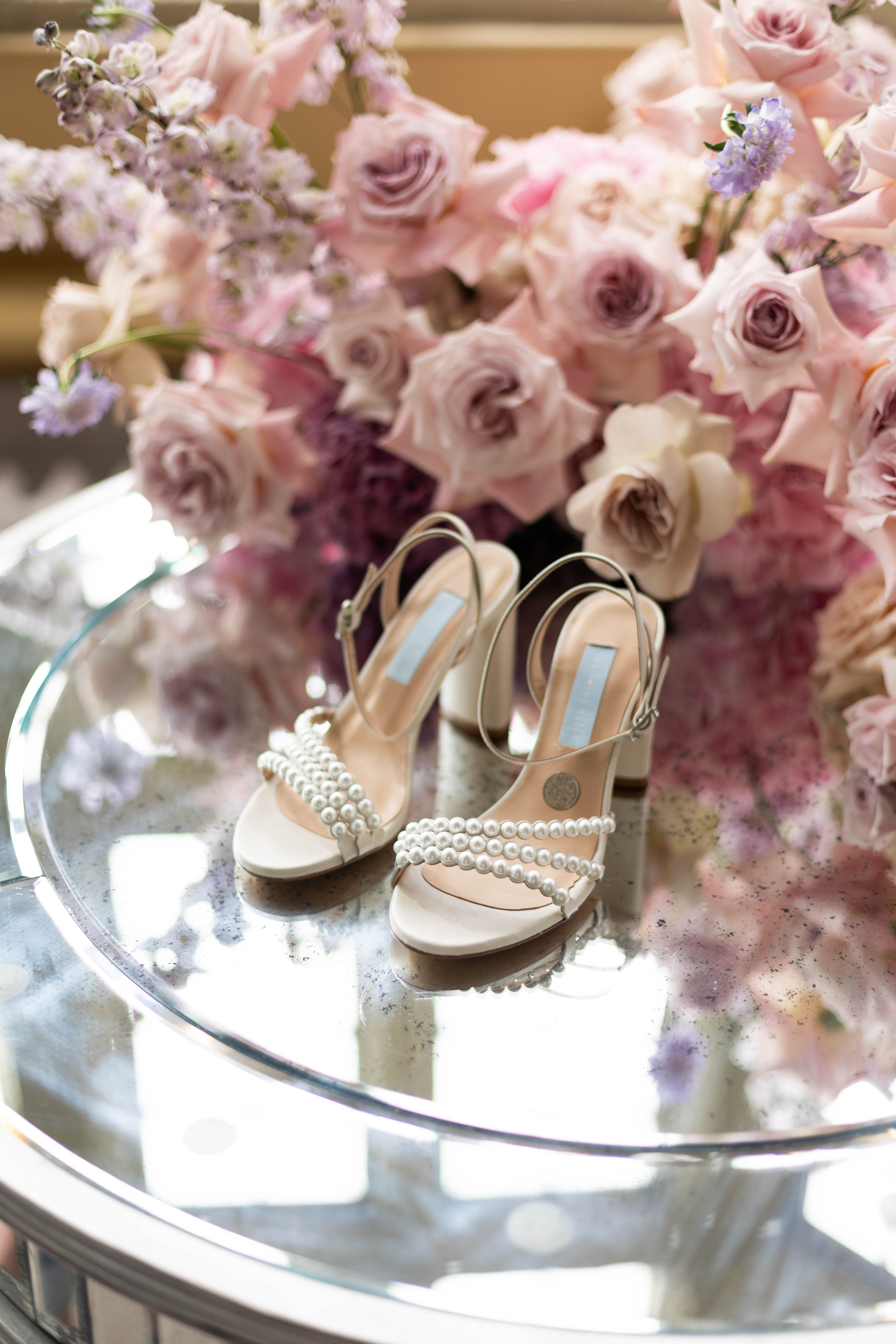 Libby - Ivory Pearl Embellished Bridal Block Heel - Size 8 Only