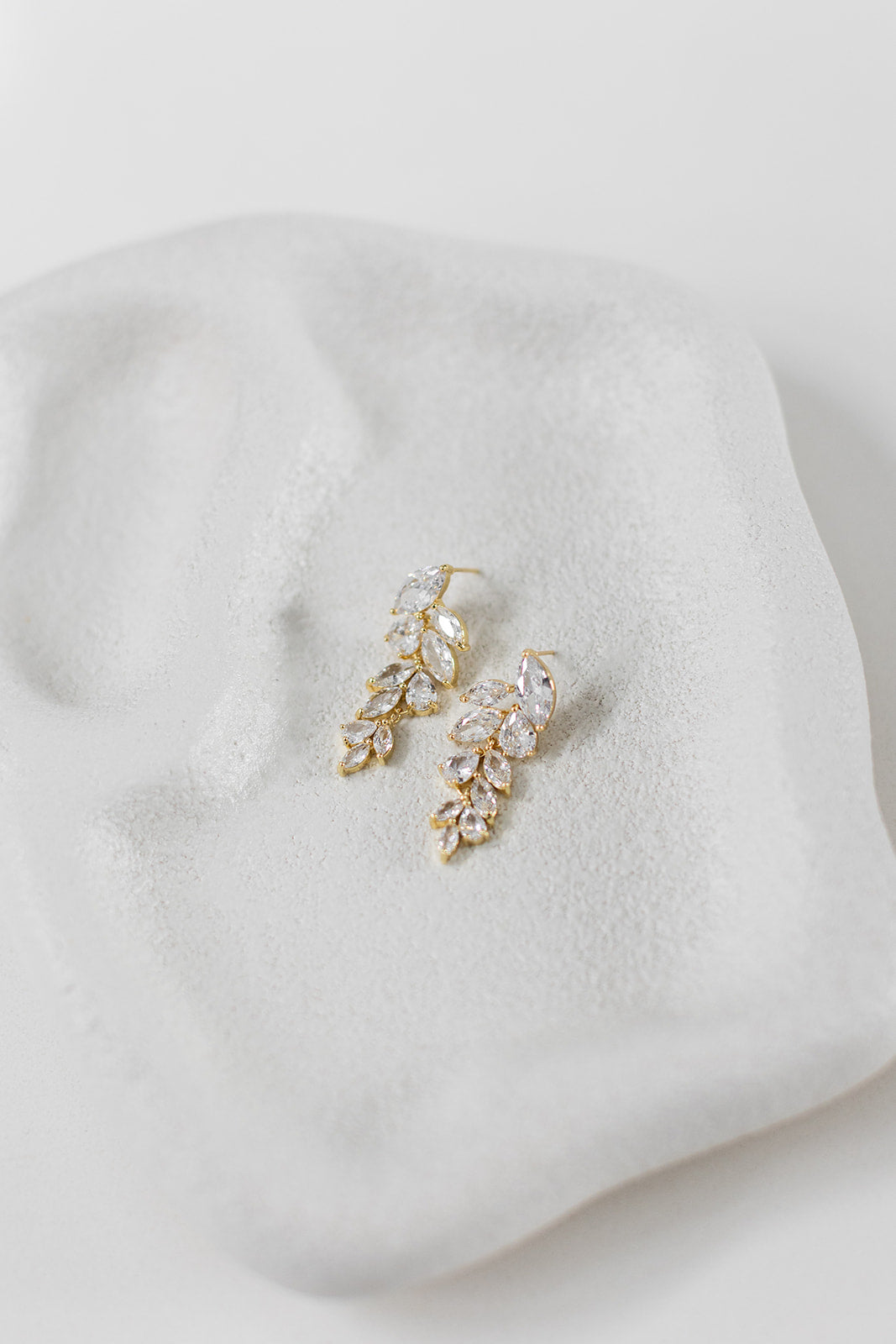 Buy Eva - Crystal Leaf Drop Bridal Earrings online | The White Collection Australia