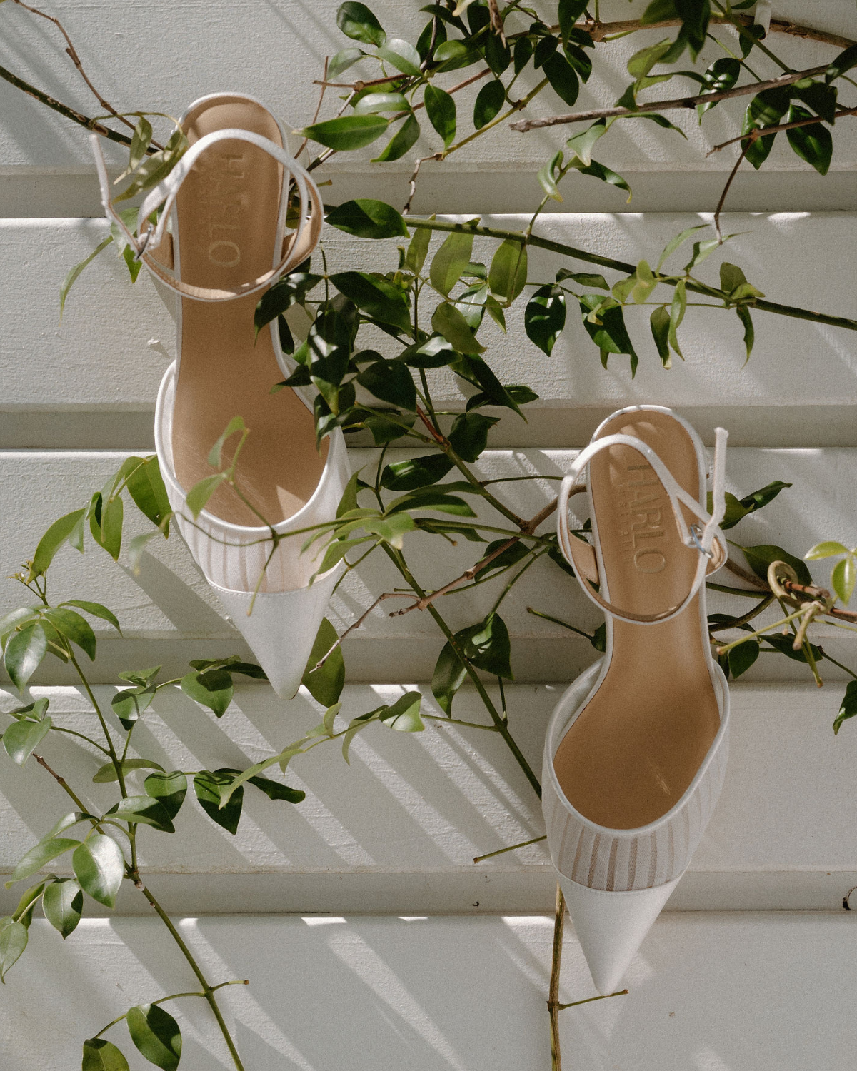 Farah - Tulle & Satin Pointed Toe Low Block Heel - Soft White
