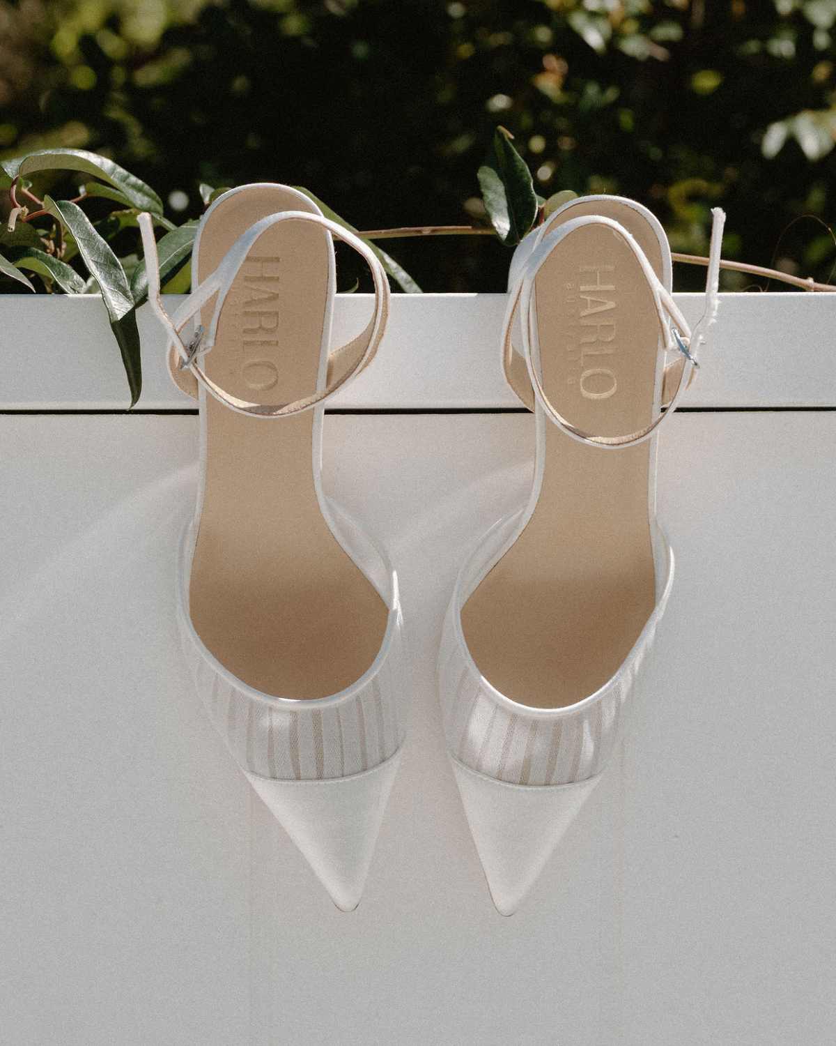 Farah - Tulle & Satin Pointed Toe Low Block Heel - Soft White