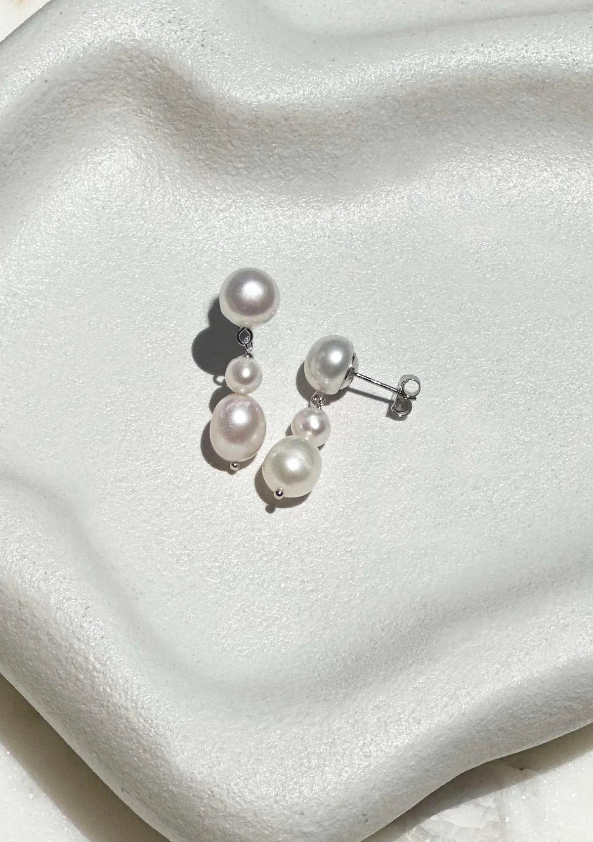 Lola Knight - Lucia - Pearl Drop Bridal Earrings - Silver