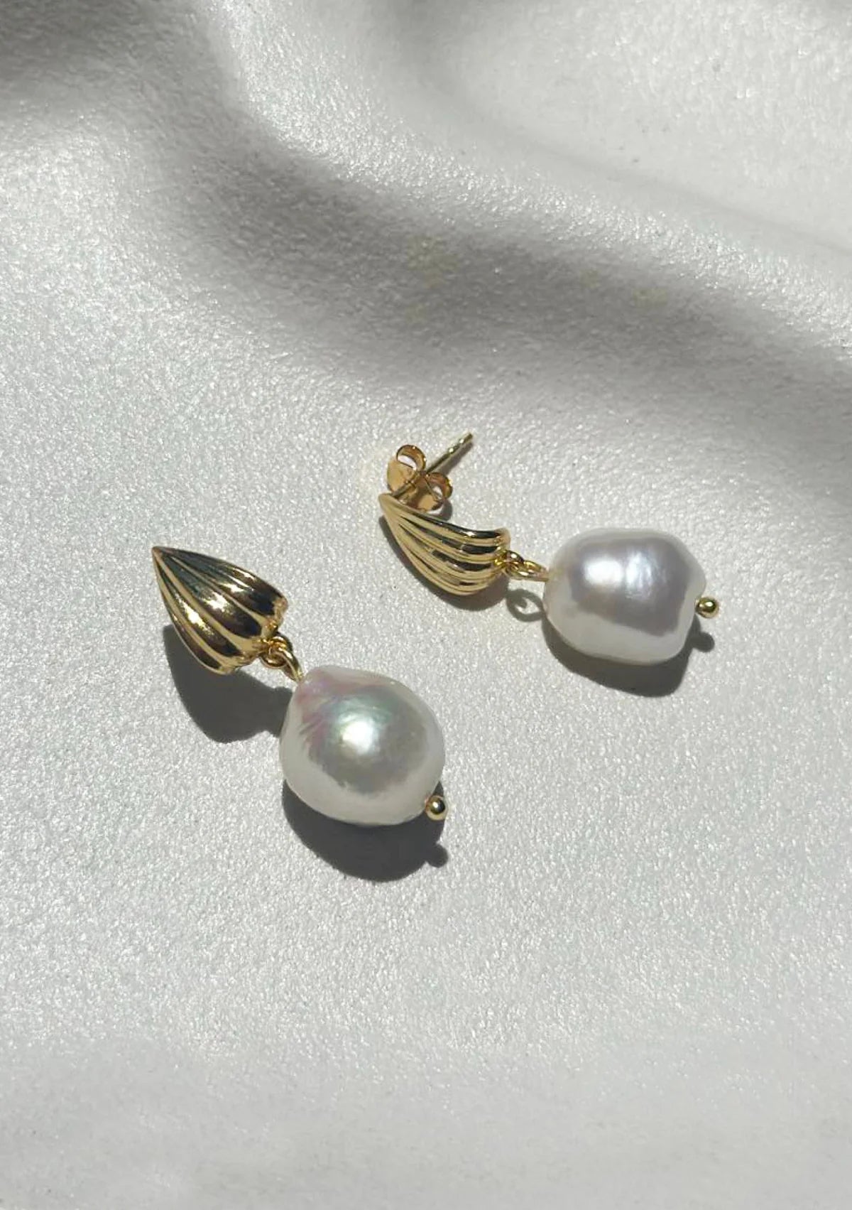 Lola Knight - Marinda - Freshwater Pearl Drop Earrings - 18ct Gold
