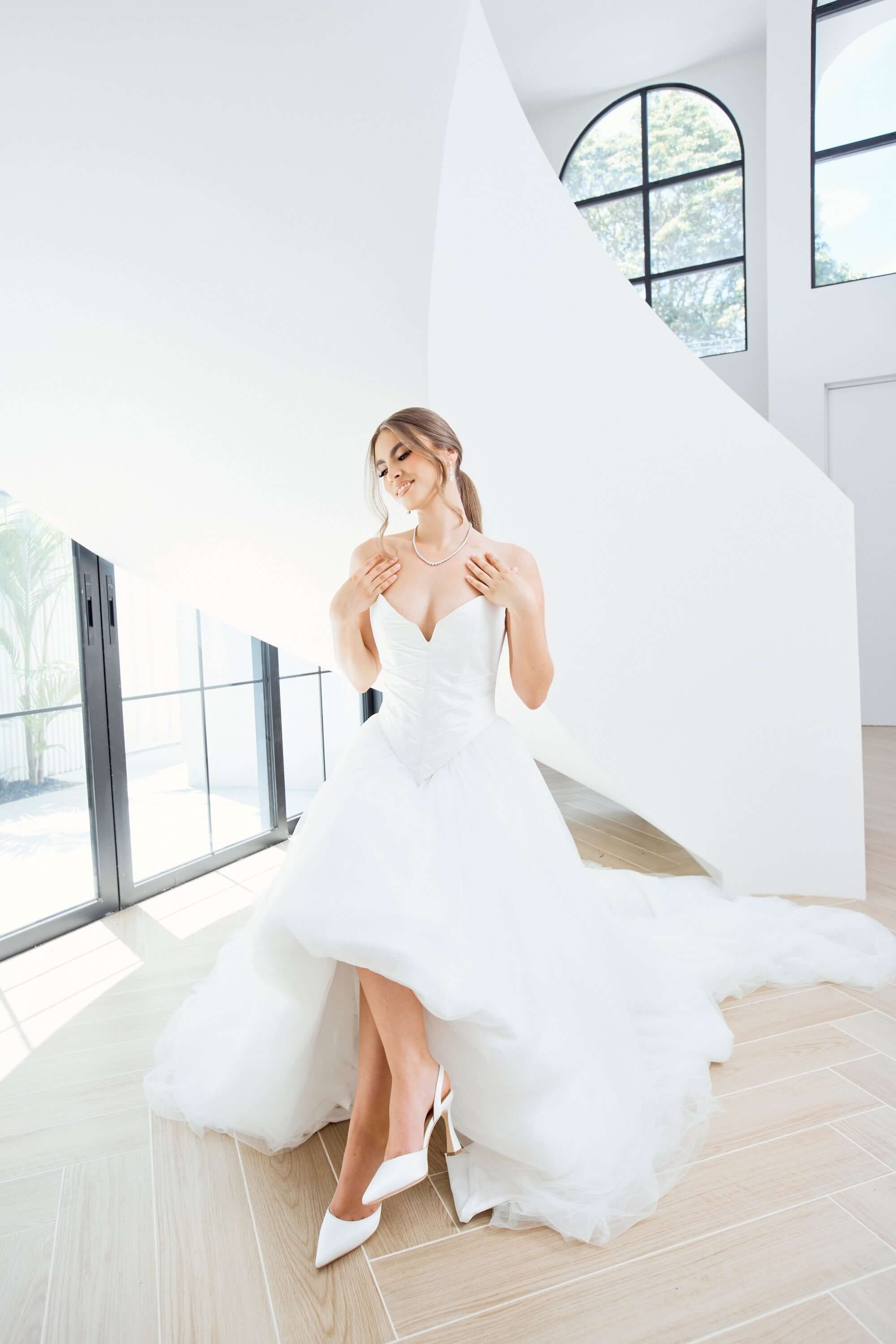 Buy Gigi - Satin Bridal Slingback Fluted Heels - Soft White online | The White Collection Australia